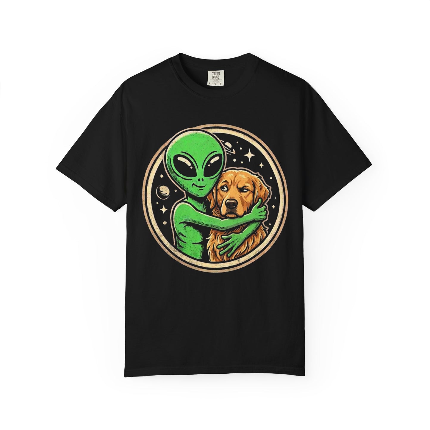 Every Alien Needs a Golden Retriever T-Shirt in Black from When Dogs Fly