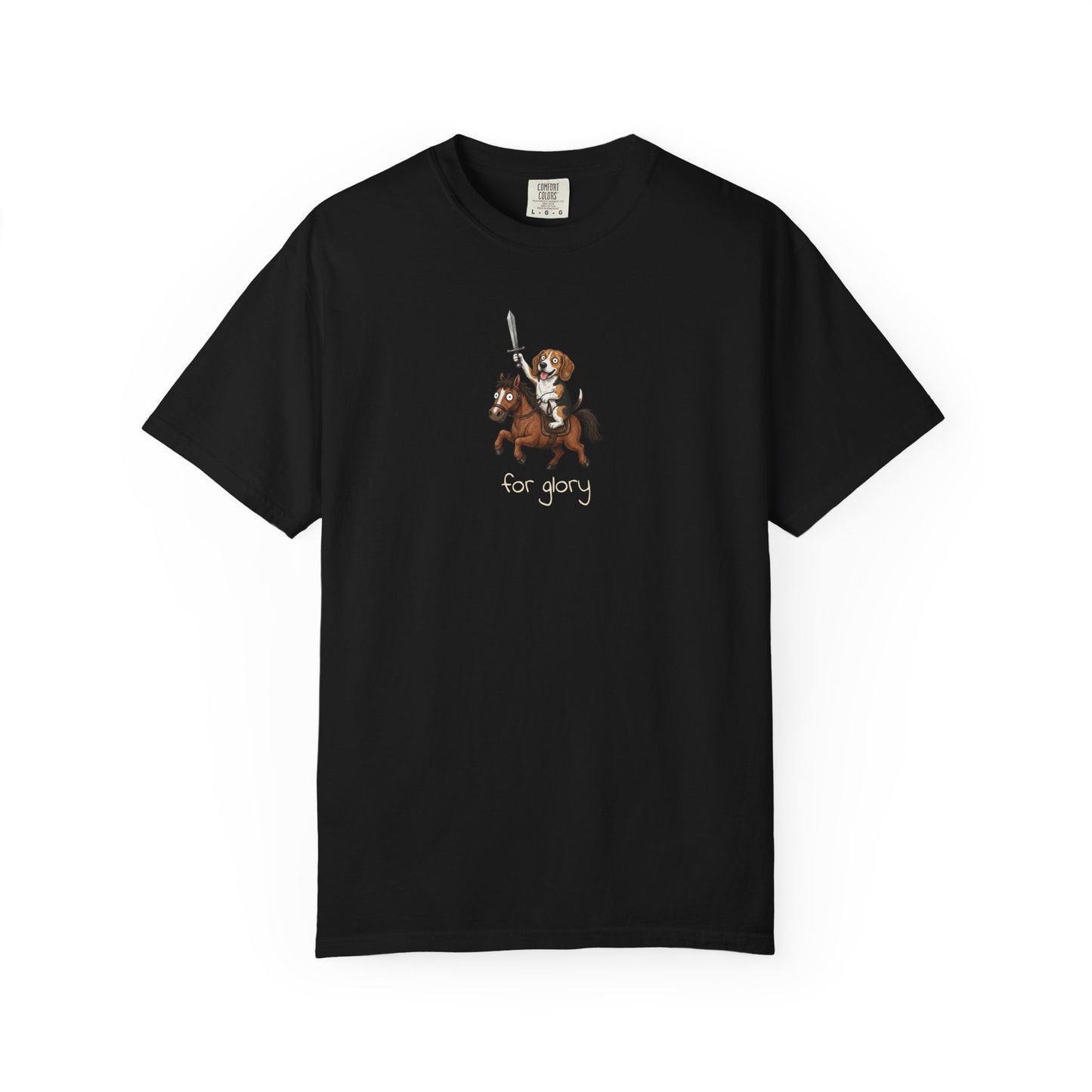 For Glory Beagle T-Shirt in Black from When Dogs Fly