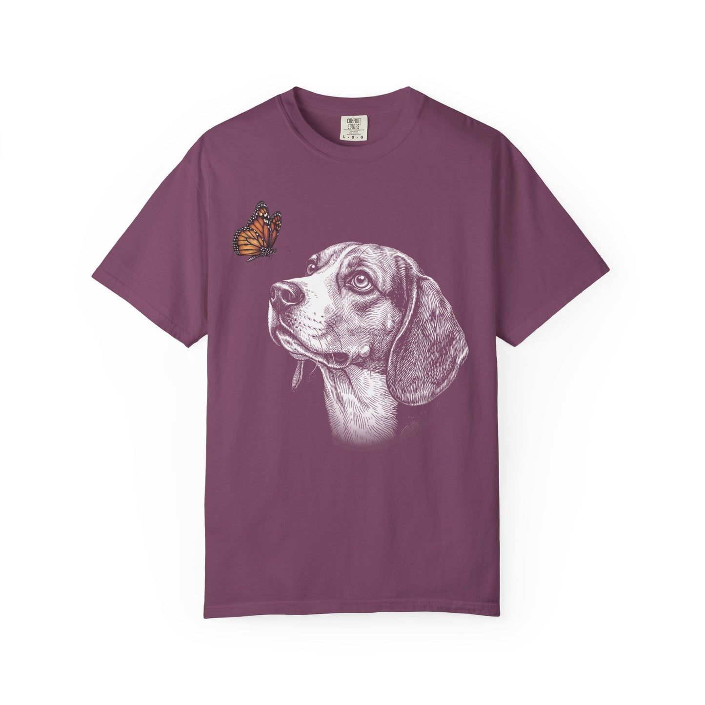 Hello Butterfly Beagle T-Shirt in Berry from When Dogs Fly
