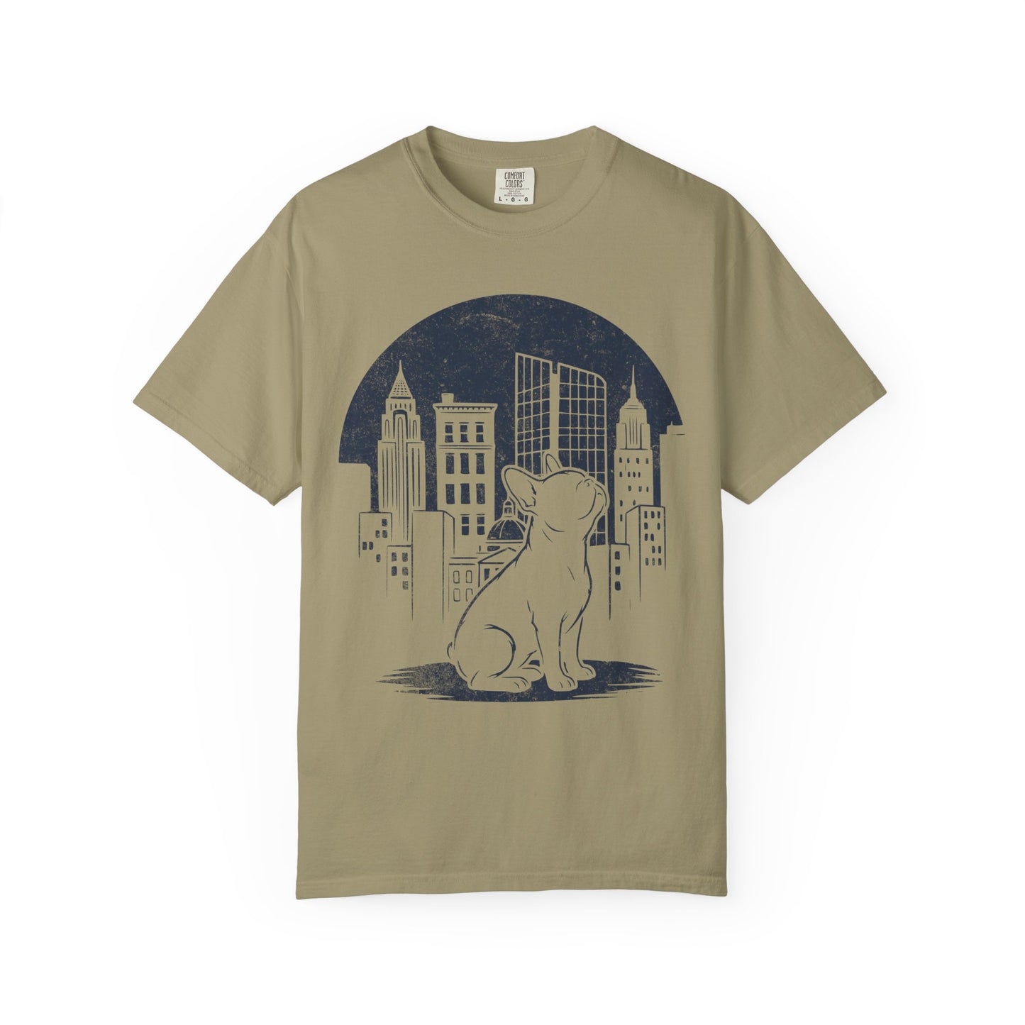 Big City French Bulldog T-Shirt in Khaki from When Dogs Fly