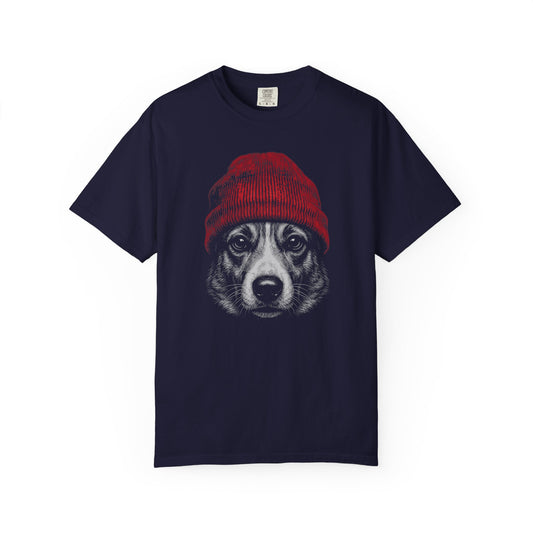 Red Beanie Corgi T-Shirt
