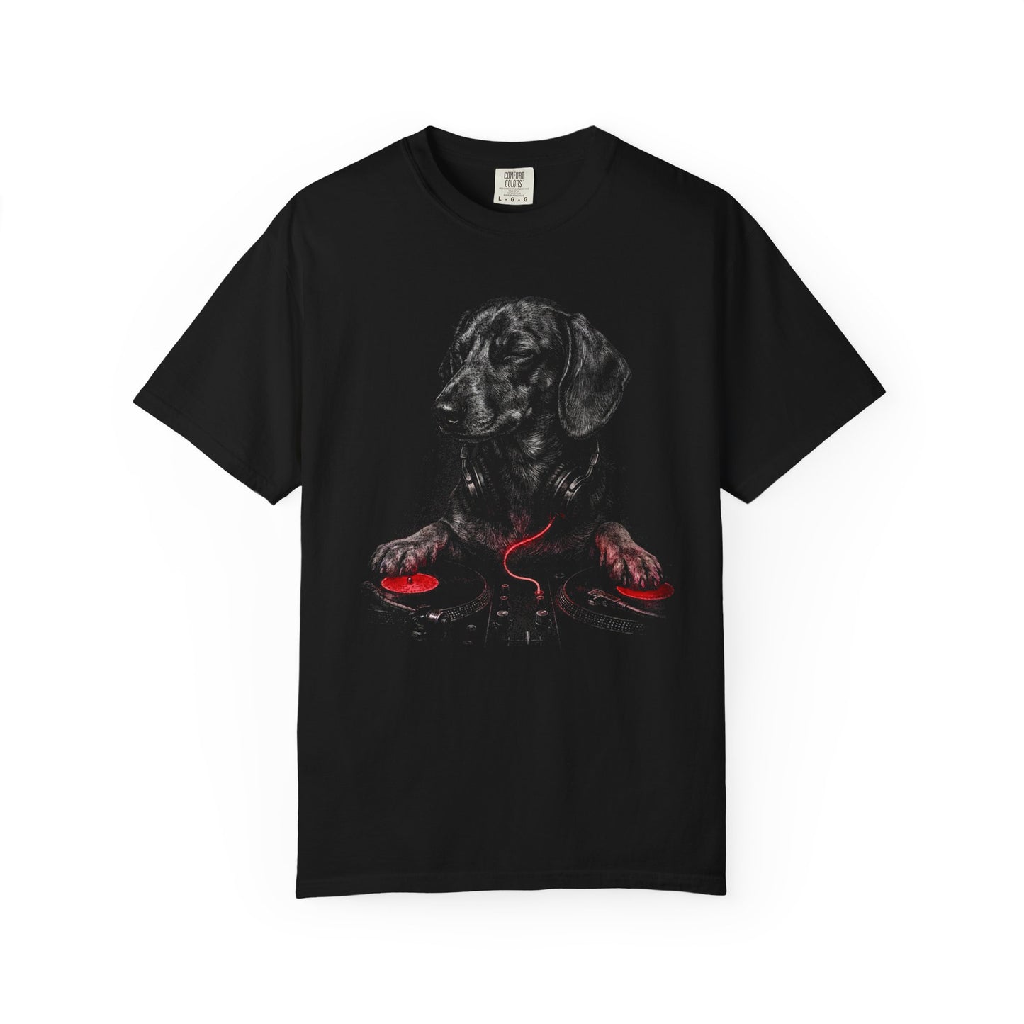 Spin, Sit, Stay Red Mix Dachshund T-Shirt in Black from When Dogs Fly