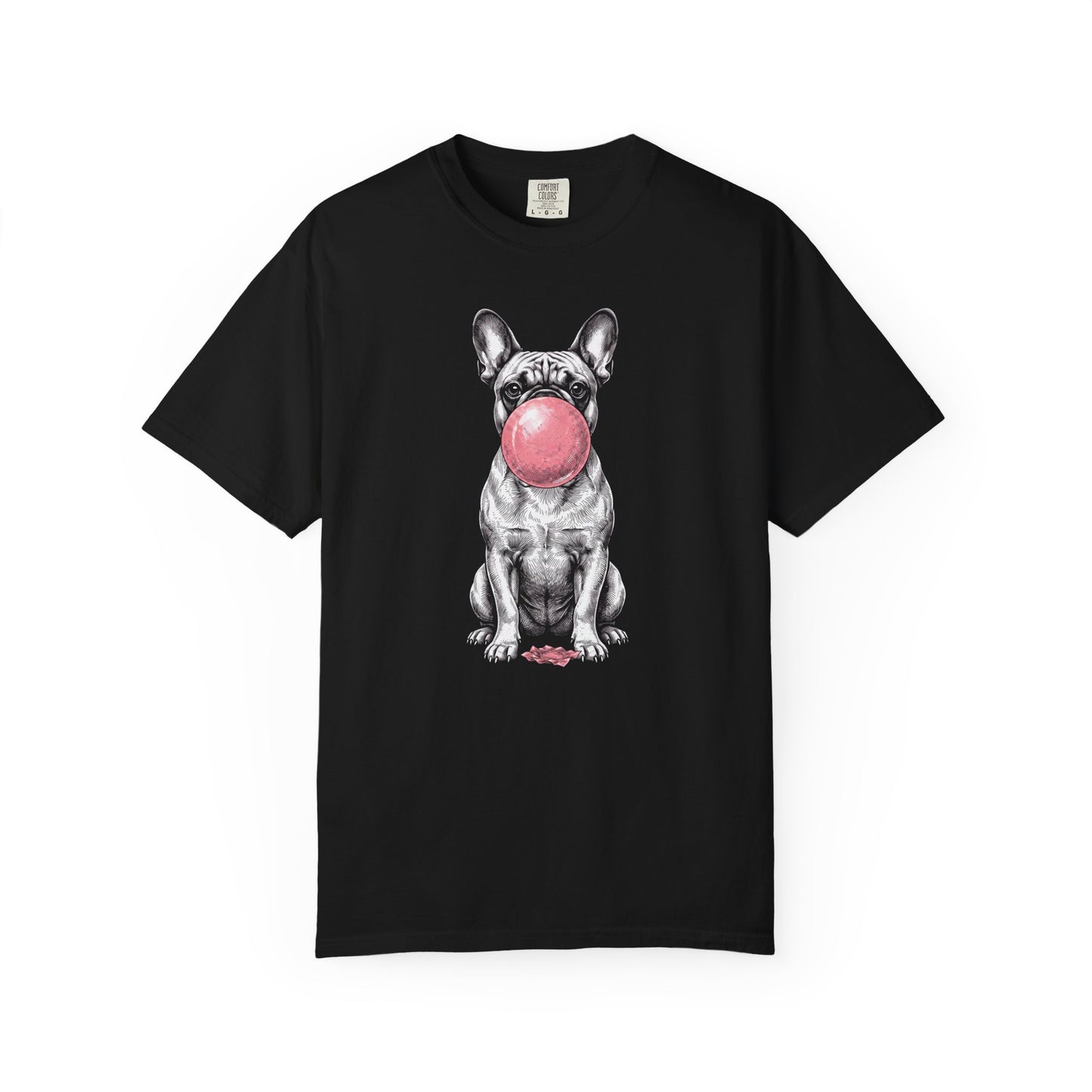 Bubblegum French Bulldog T-Shirt in Black from When Dogs Fly