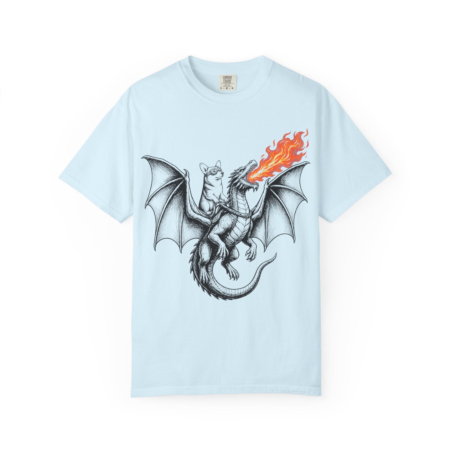 Dragon Riding Corgi T-Shirt in Chambray from When Dogs Fly