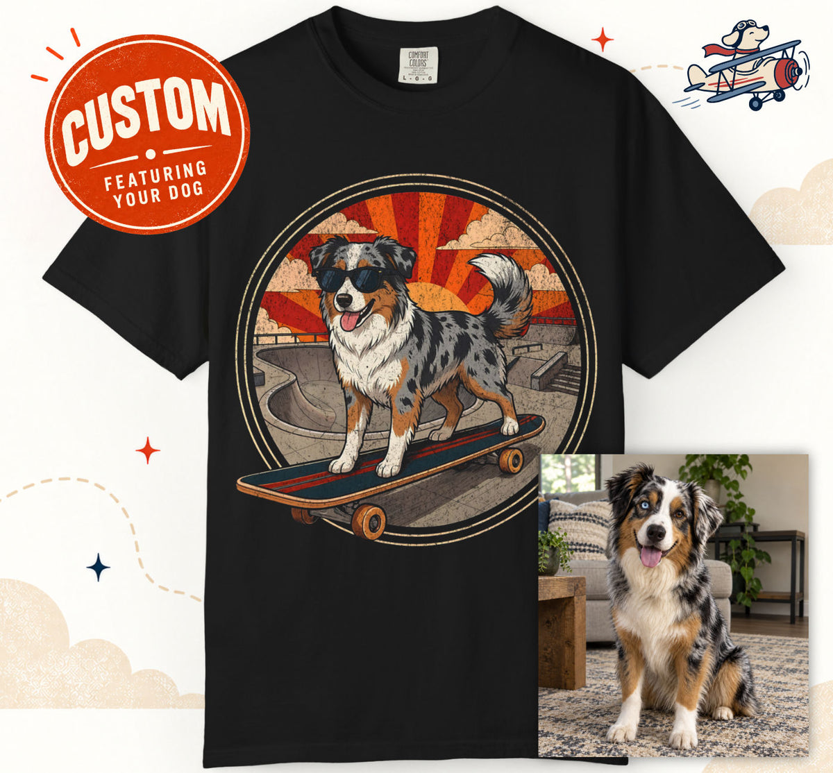 Custom Stay Rad Skateboarding Dog T-Shirt