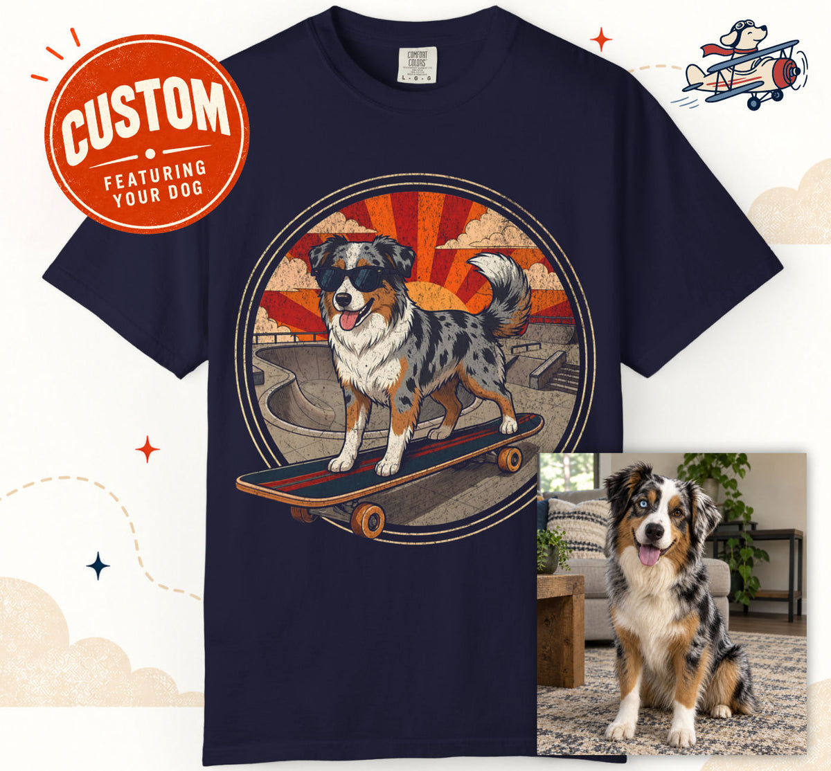 Custom Stay Rad Skateboarding Dog T-Shirt