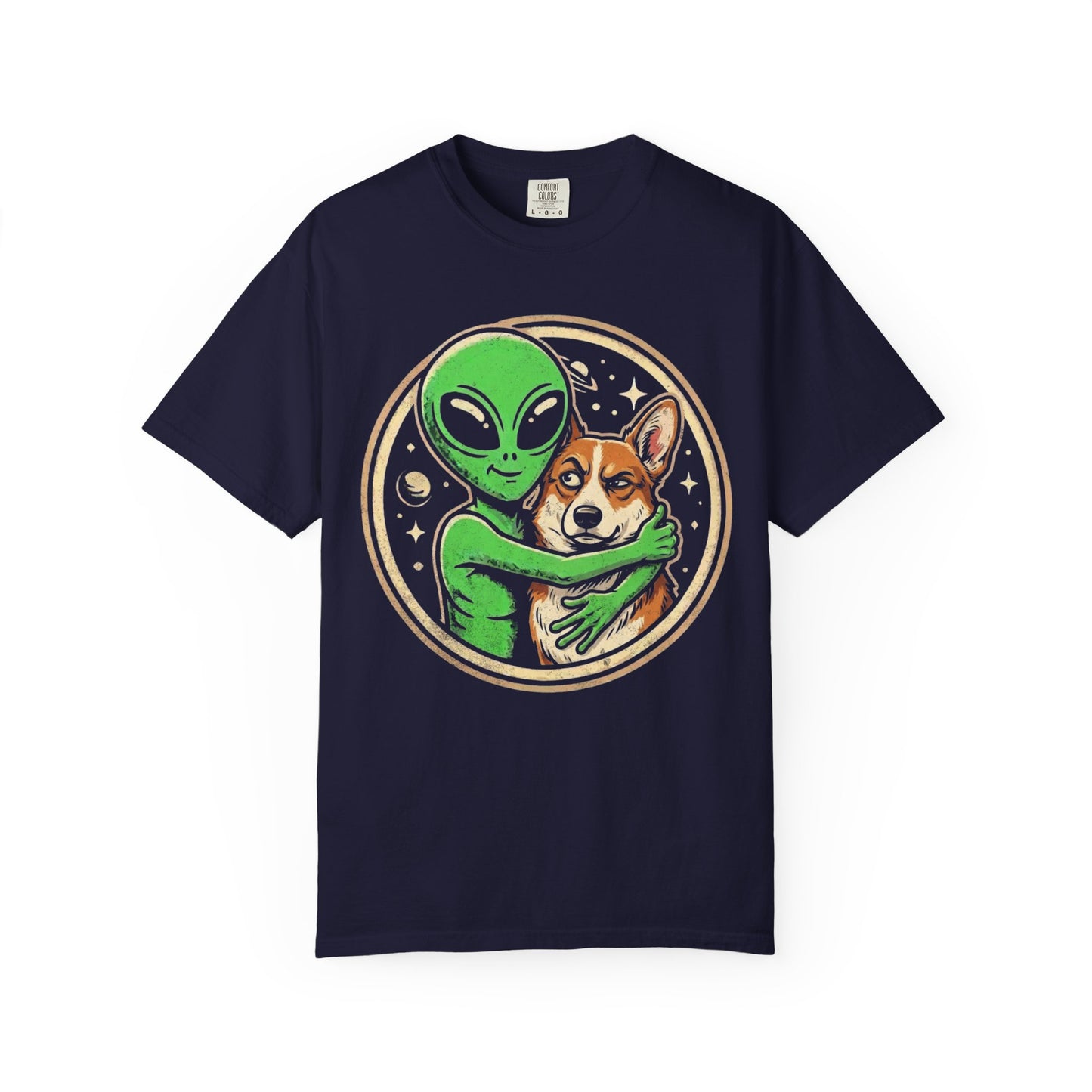 Every Alien Needs a Corgi T-Shirt in True Navy from When Dogs Fly