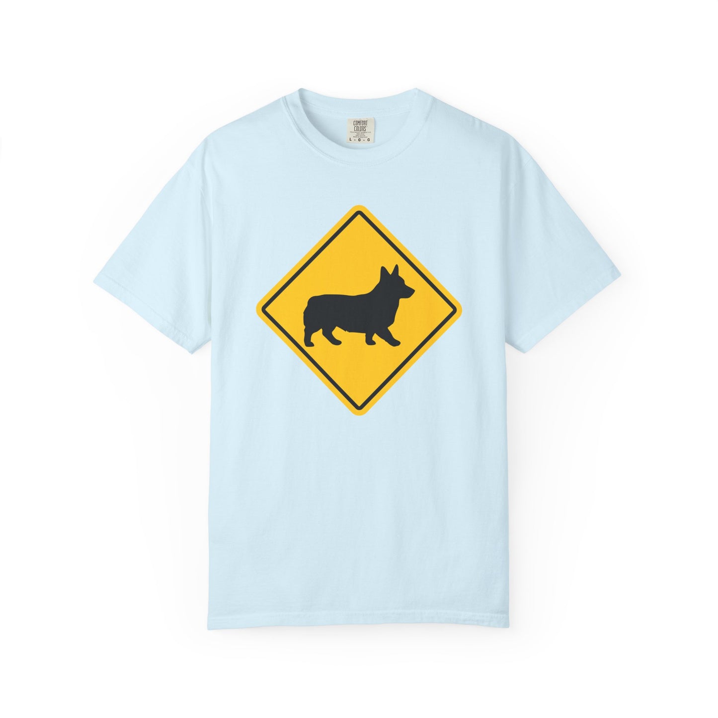 Corgi Dog Crossing T-Shirt in Chambray from When Dogs Fly