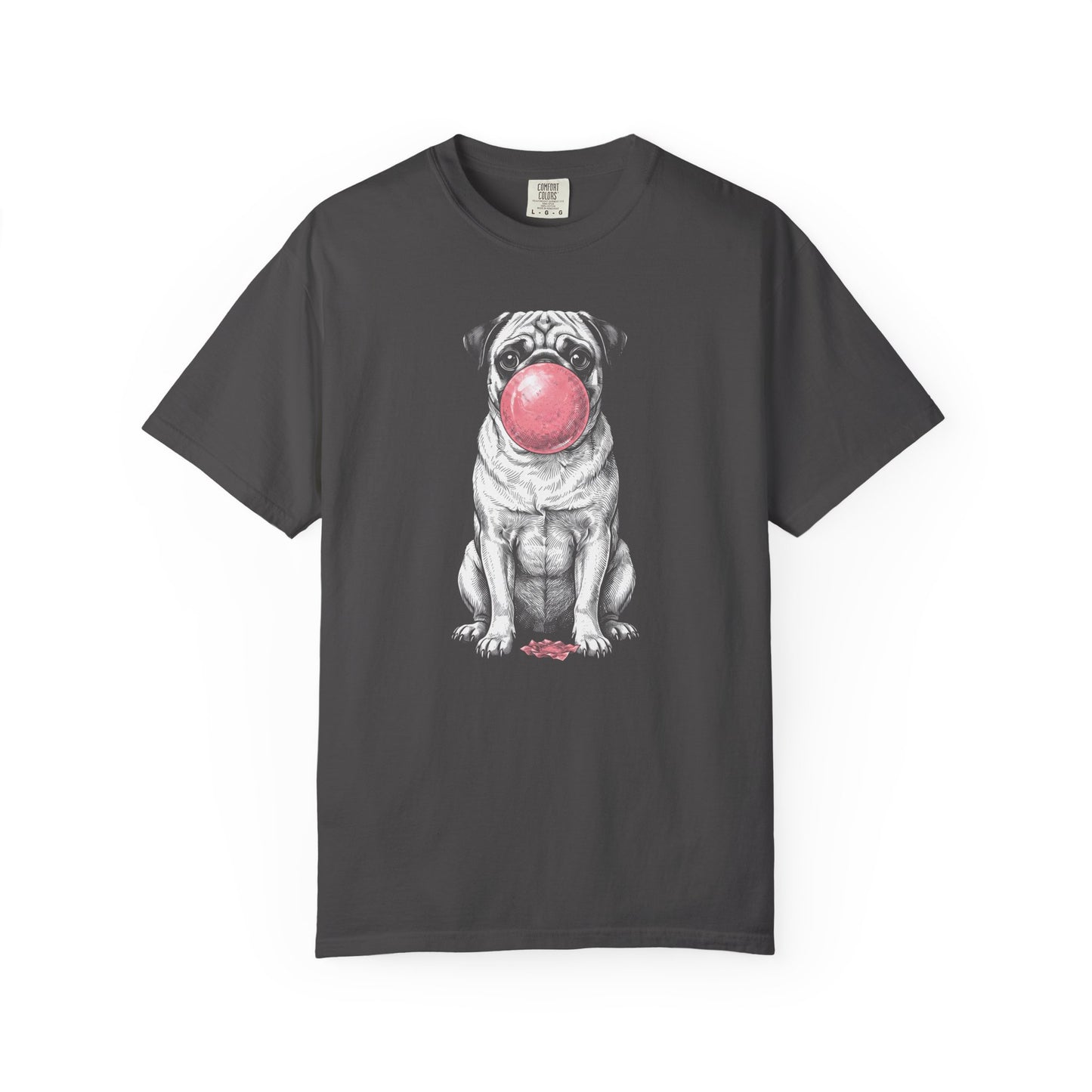 Bubblegum Pug T-Shirt in Graphite from When Dogs Fly