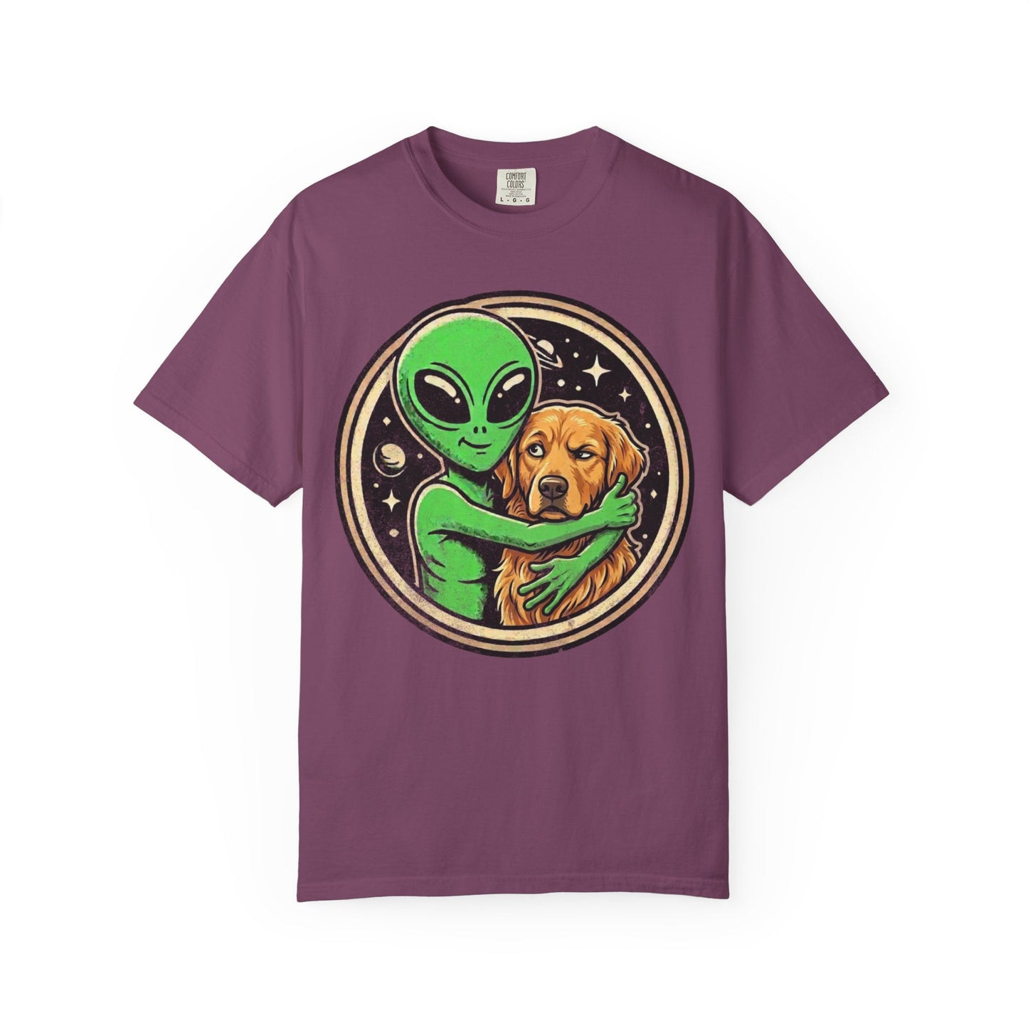 Every Alien Needs a Golden Retriever T-Shirt in Berry from When Dogs Fly