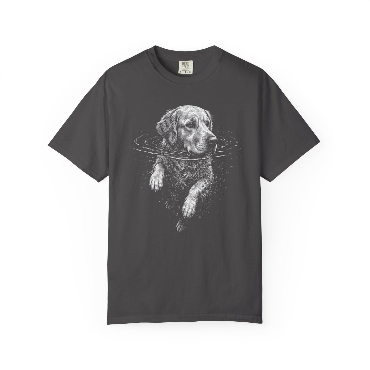 Golden Retriever Dog Paddle T-Shirt in Graphite from When Dogs Fly