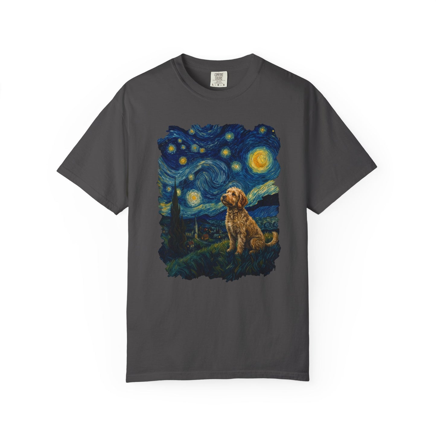 Starry Night Labradoodle T-Shirt in Graphite from When Dogs Fly