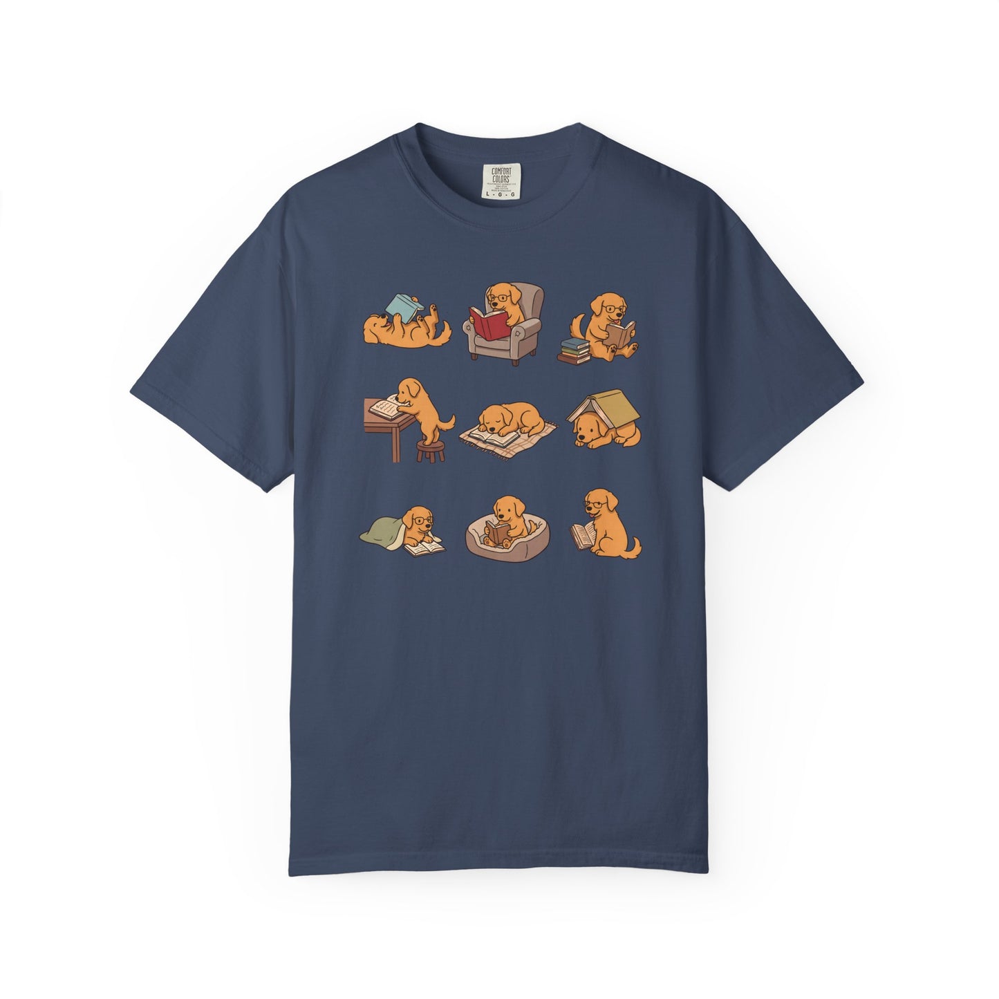 Golden Retriever Book Club T-Shirt in Midnight from When Dogs Fly