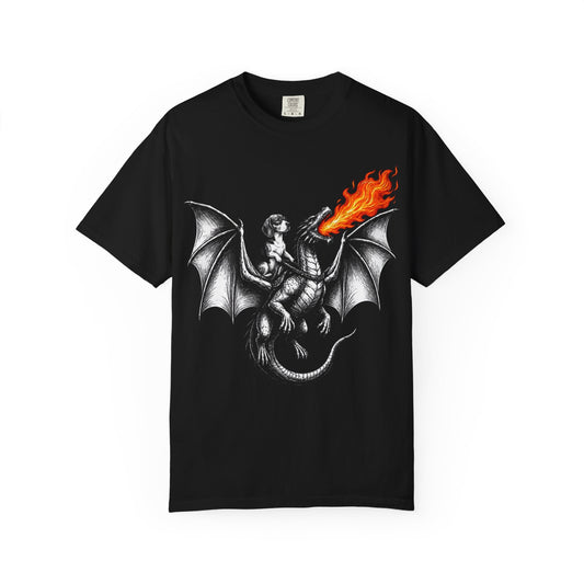Dragon Riding Beagle T-Shirt in Black from When Dogs Fly