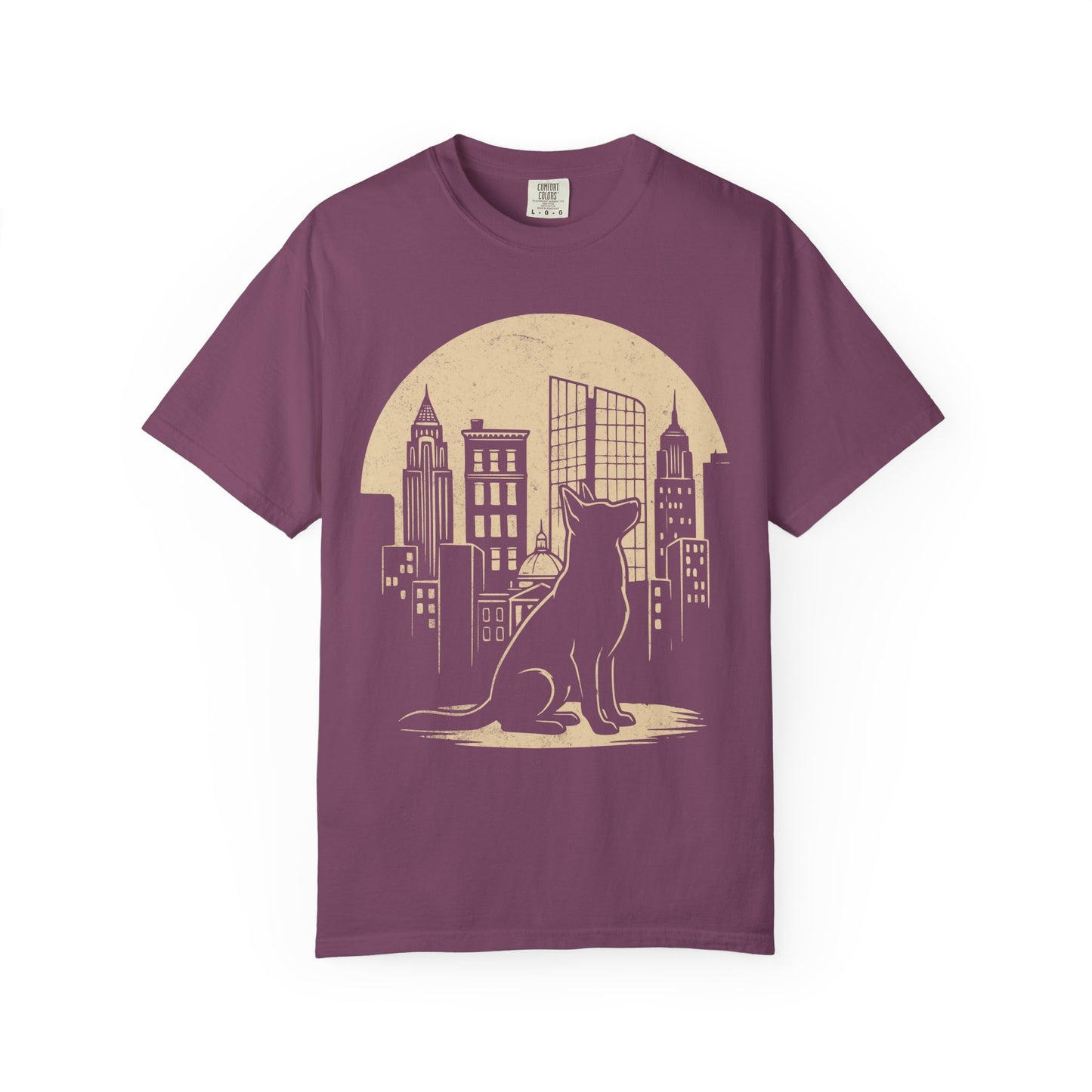 Big City German Shepherd T-Shirt in Berry from When Dogs Fly