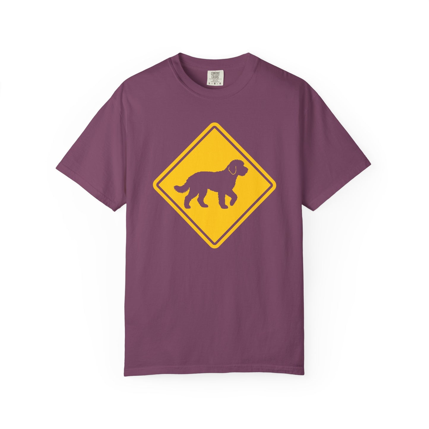Labradoodle Dog Crossing T-Shirt in Berry from When Dogs Fly