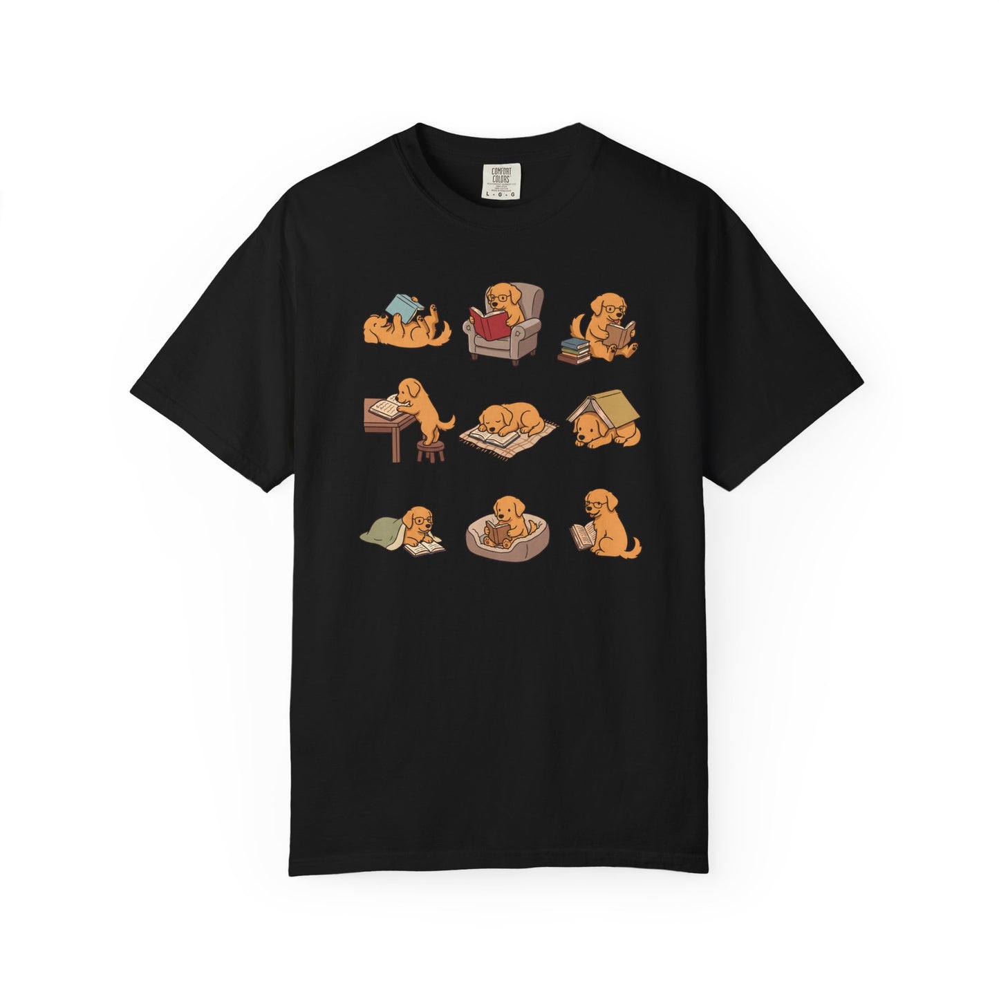 Golden Retriever Book Club T-Shirt in Black from When Dogs Fly