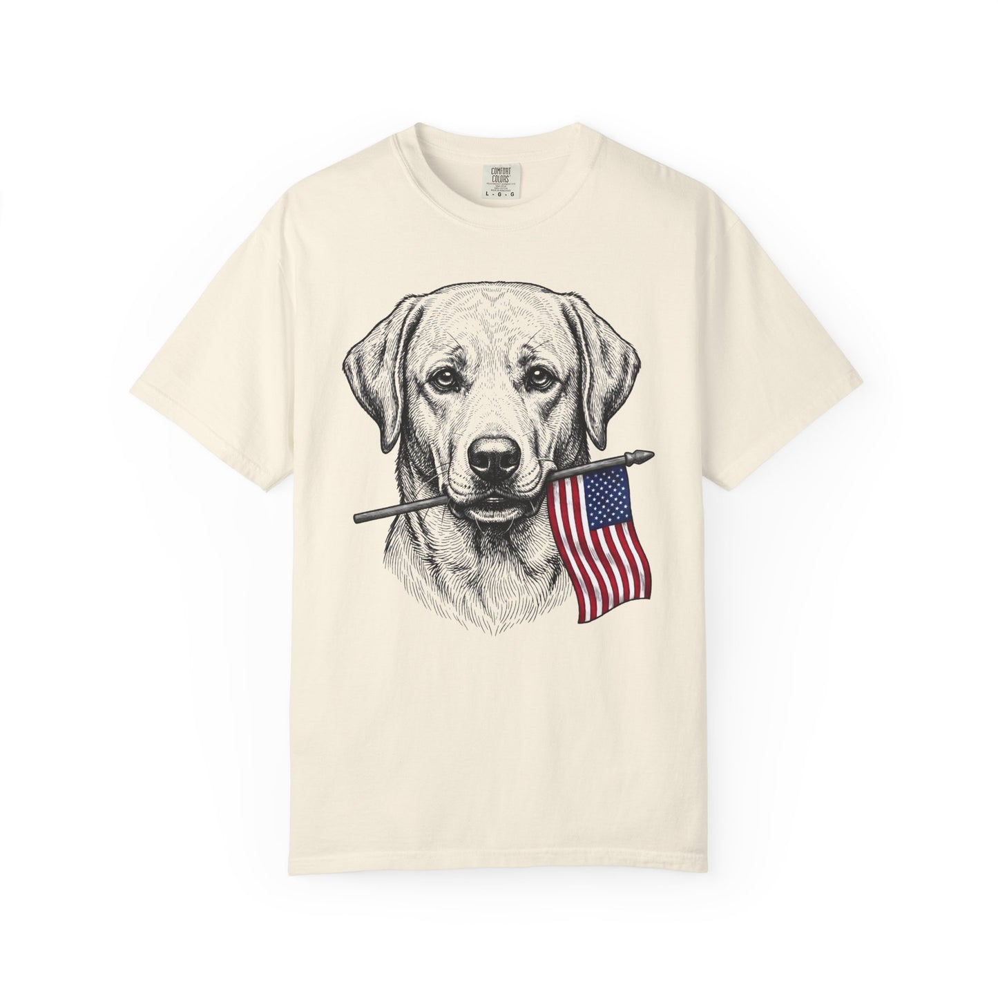 Red, White & Labrador Retriever American Flag T-Shirt in Ivory from When Dogs Fly