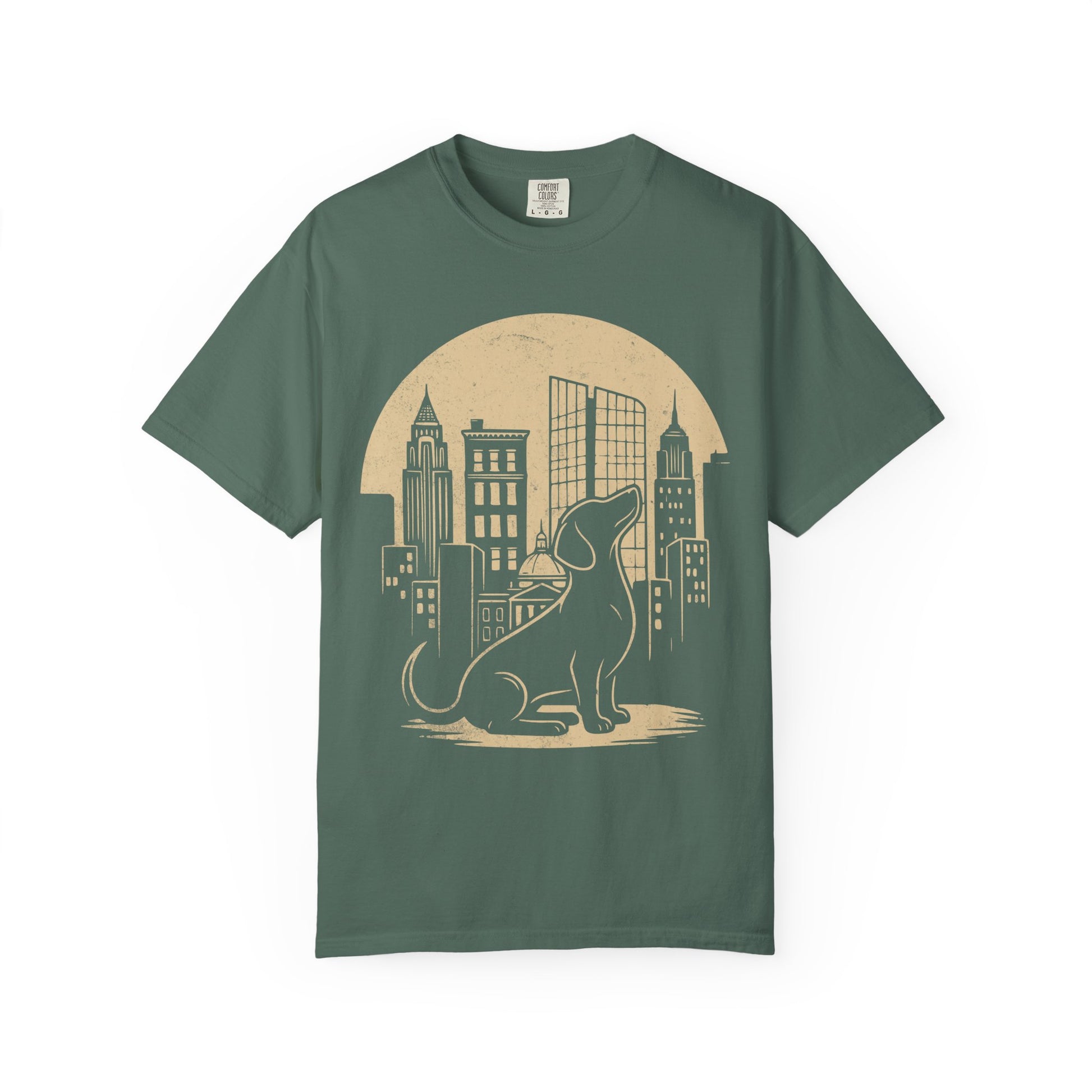 Big City Dachshund T-Shirt in Blue Spruce from When Dogs Fly