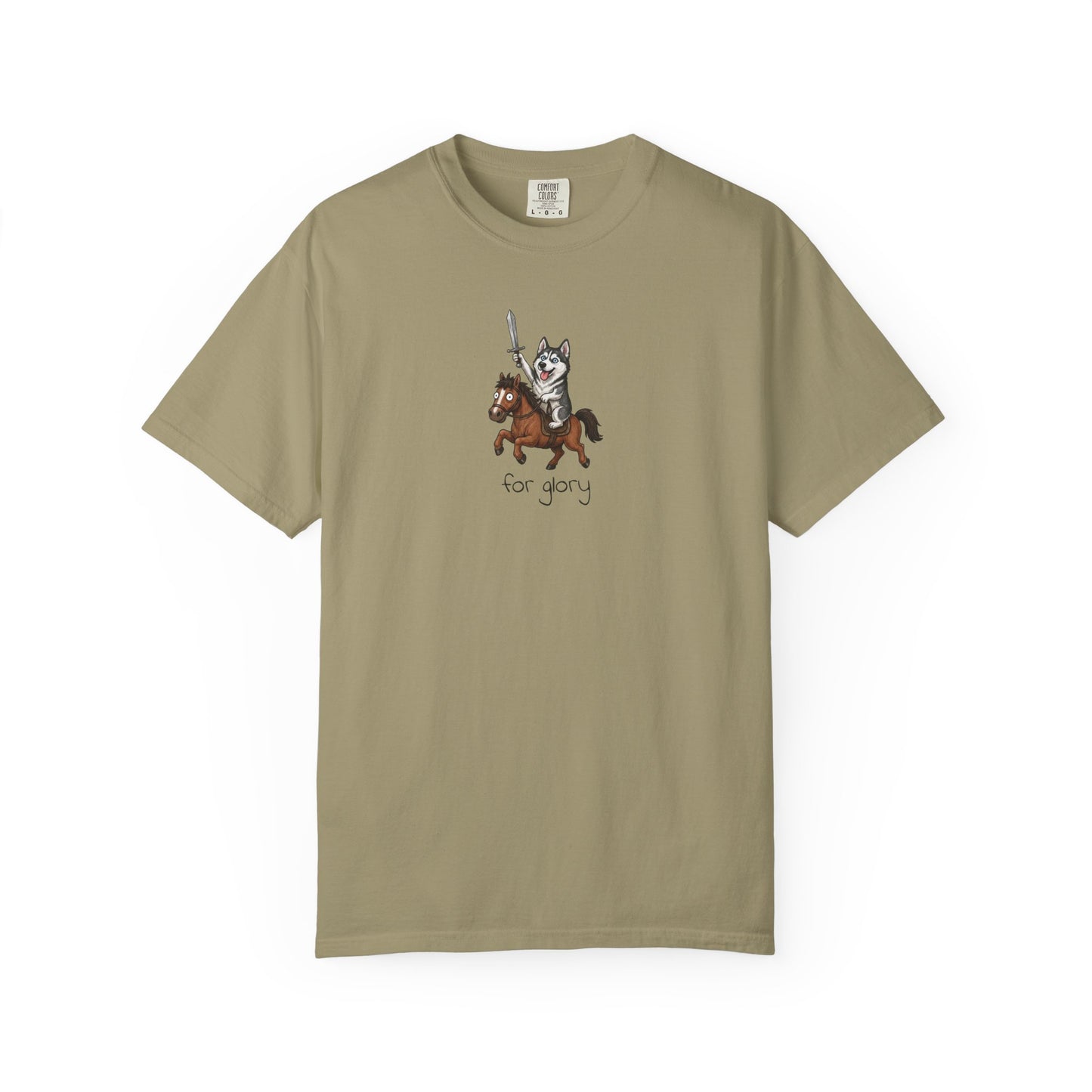 For Glory Siberian Husky T-Shirt in Khaki from When Dogs Fly