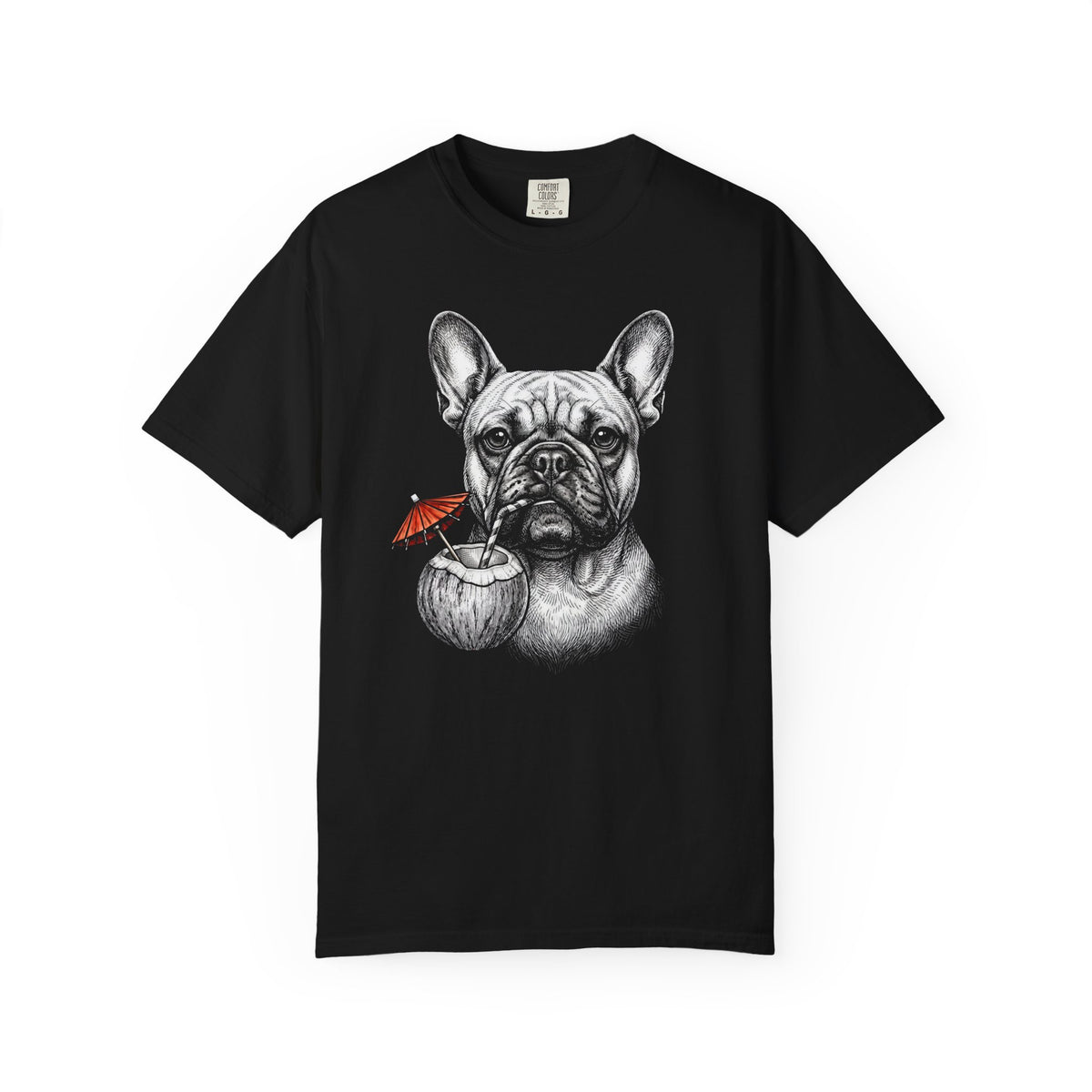 Island Time French Bulldog T-Shirt in Black from When Dogs Fly