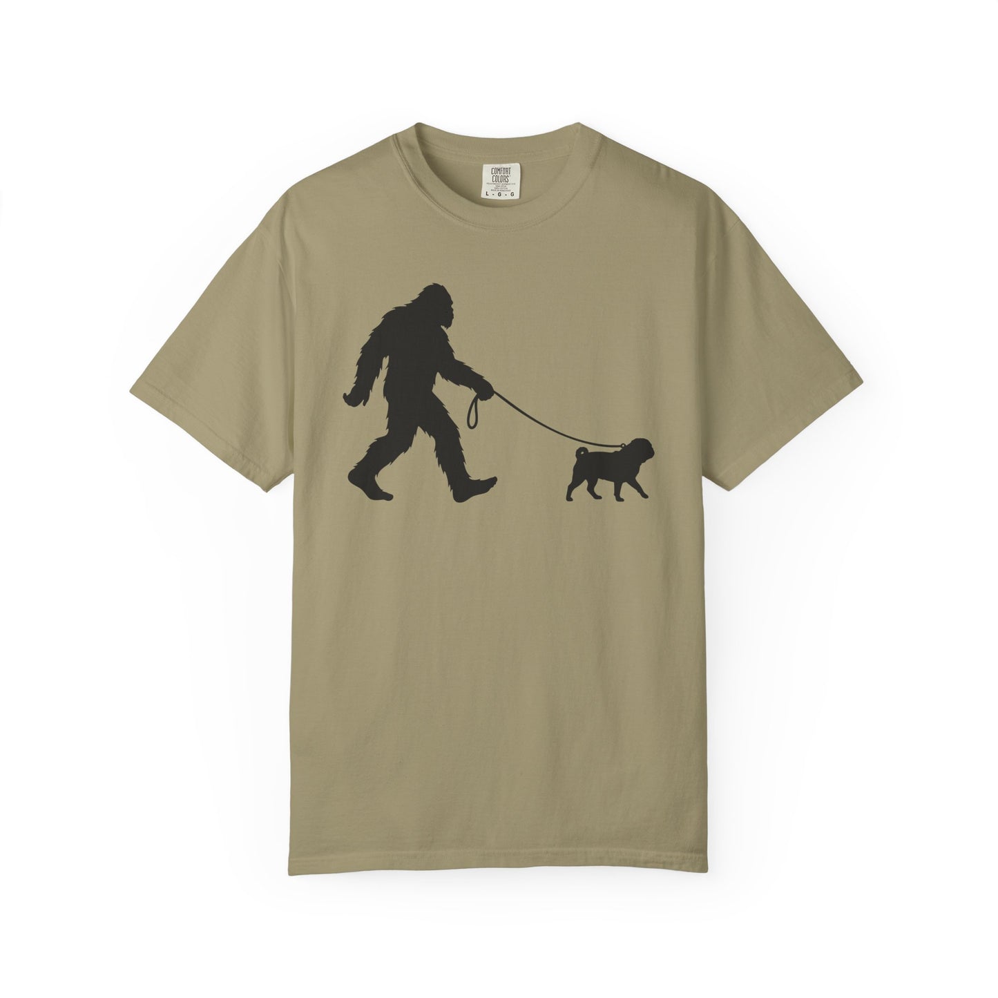 Bigfoot's Pug T-Shirt in Khaki from When Dogs Fly
