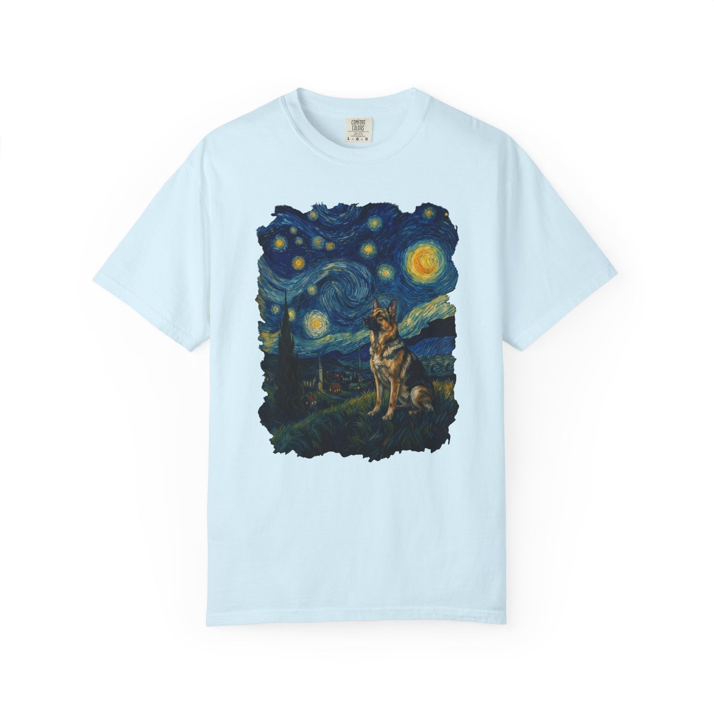 Starry Night German Shepherd T-Shirt in Chambray from When Dogs Fly