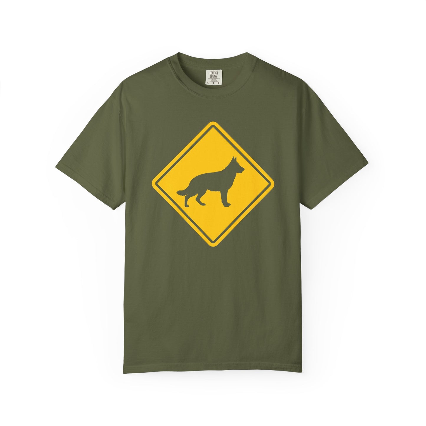 German Shepherd Dog Crossing T-Shirt in Hemp from When Dogs Fly