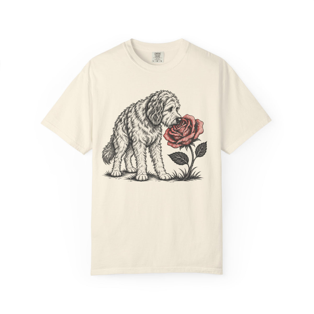 A Nose for Roses Doodle T-Shirt in Ivory from When Dogs Fly