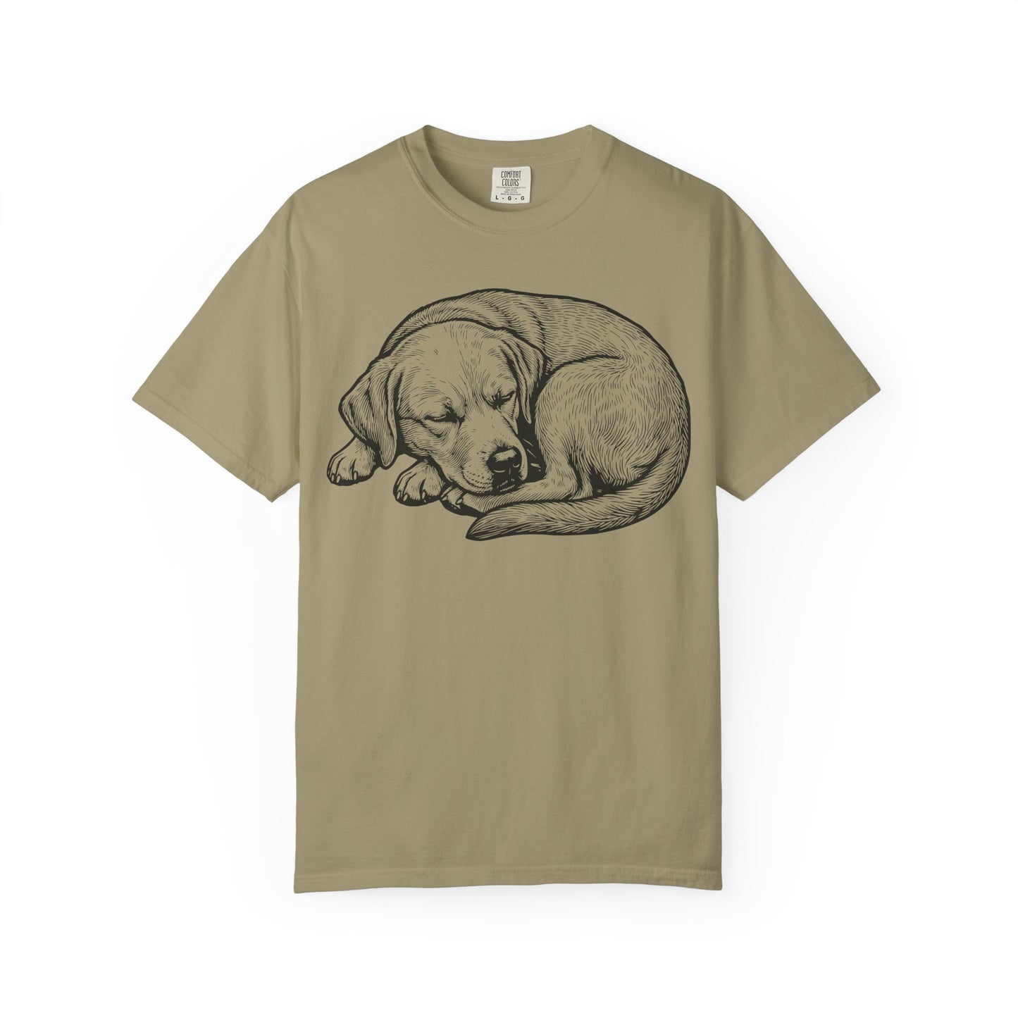Cozy Nap Time Labrador Retriever T-Shirt in Khaki from When Dogs Fly
