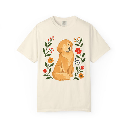 Wildflower Daydreaming Golden Retriever T-Shirt