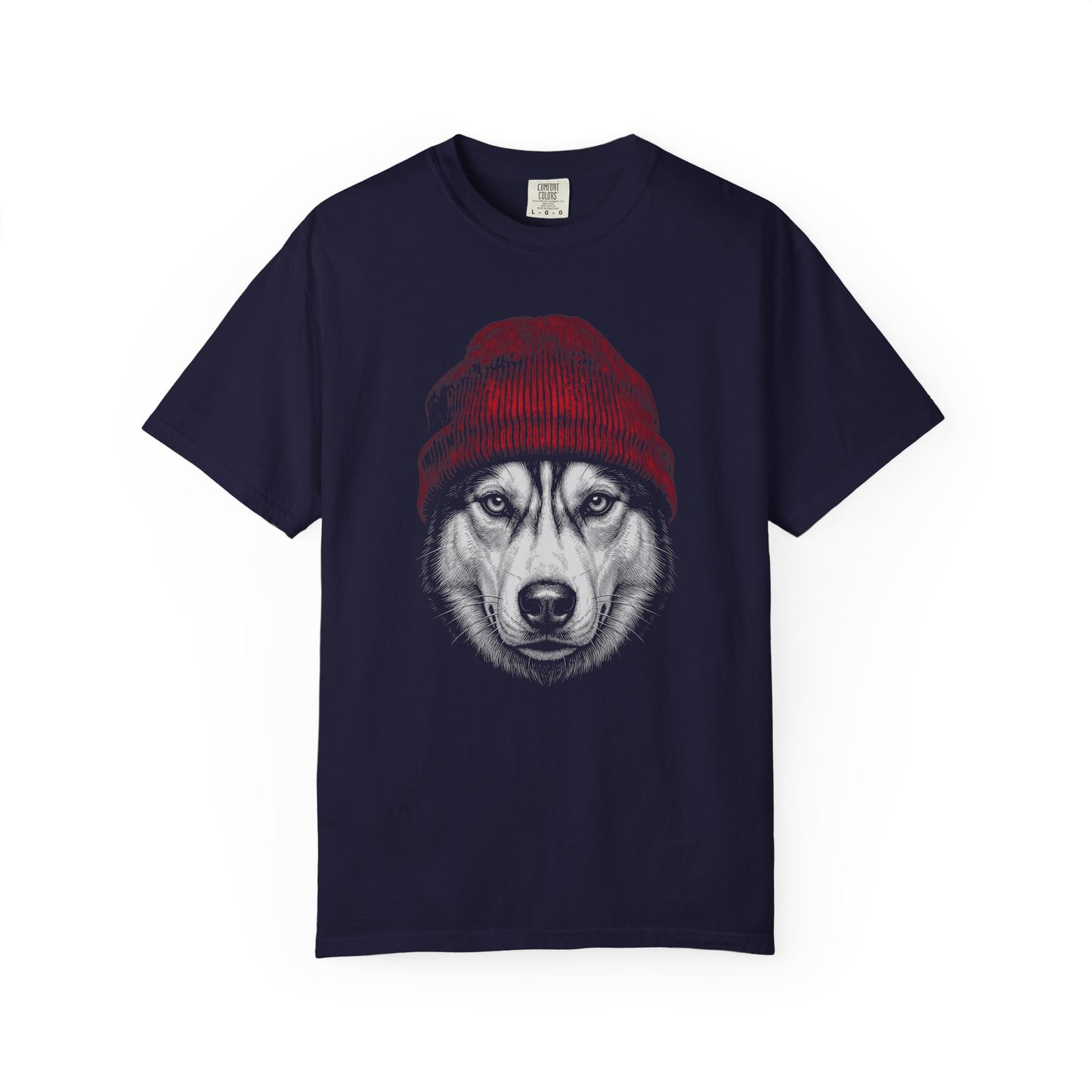 Red Beanie Siberian Husky T-Shirt