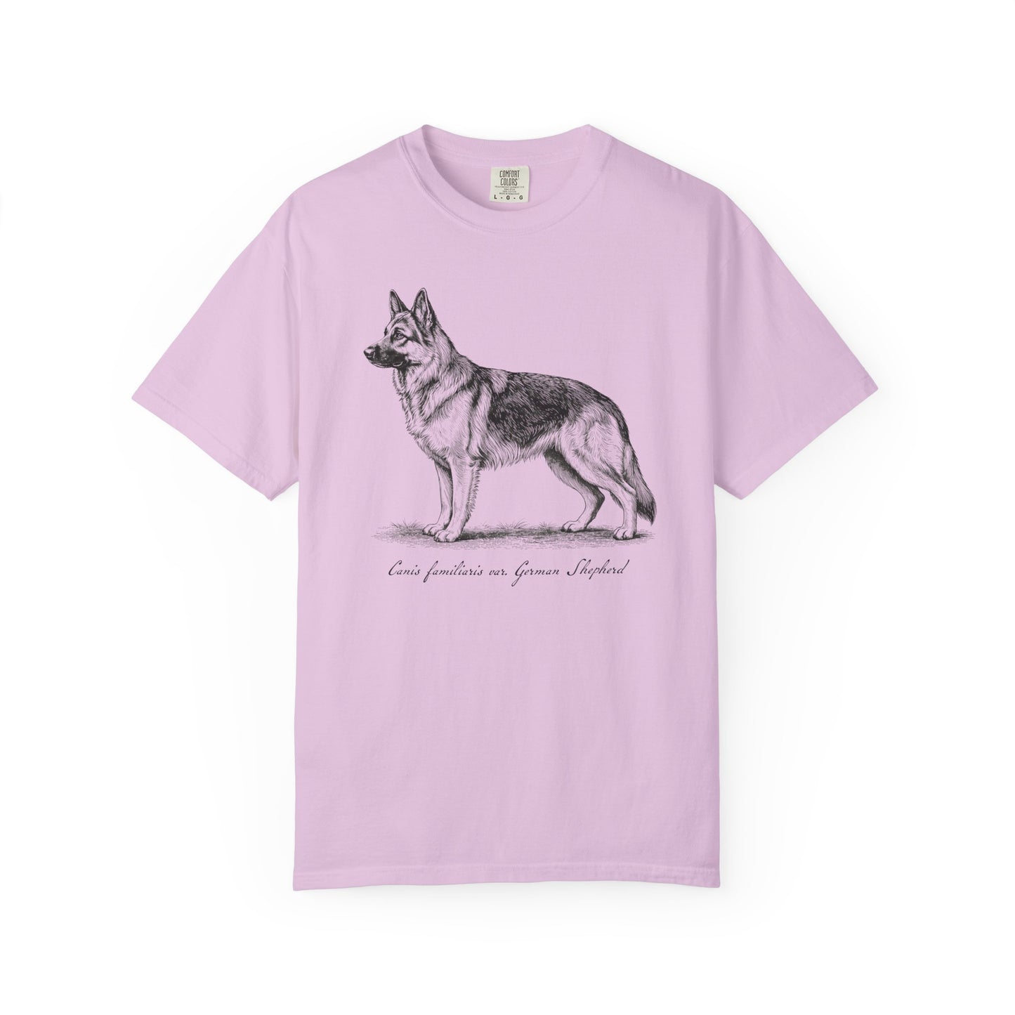 Naturalist’s Notes German Shepherd T-Shirt in Orchid from When Dogs Fly