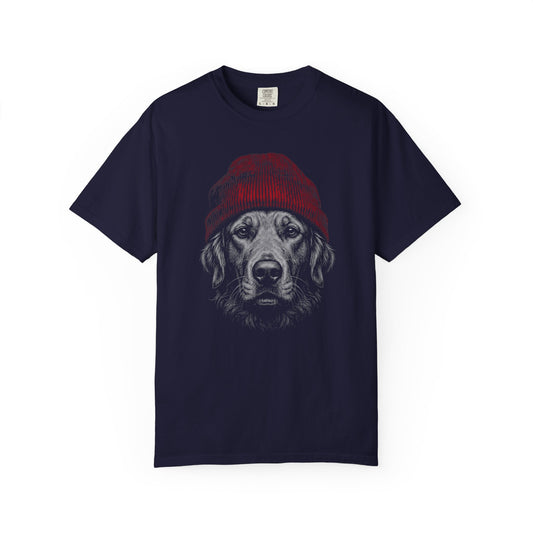Red Beanie Golden Retriever T-Shirt