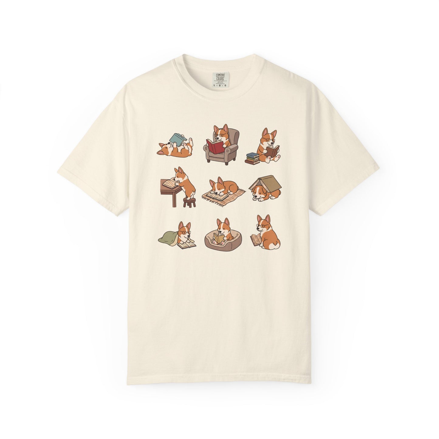 Corgi Book Club T-Shirt in Ivory from When Dogs Fly