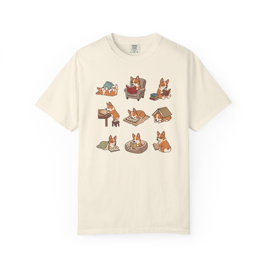 Corgi Book Club T-Shirt in Ivory from When Dogs Fly