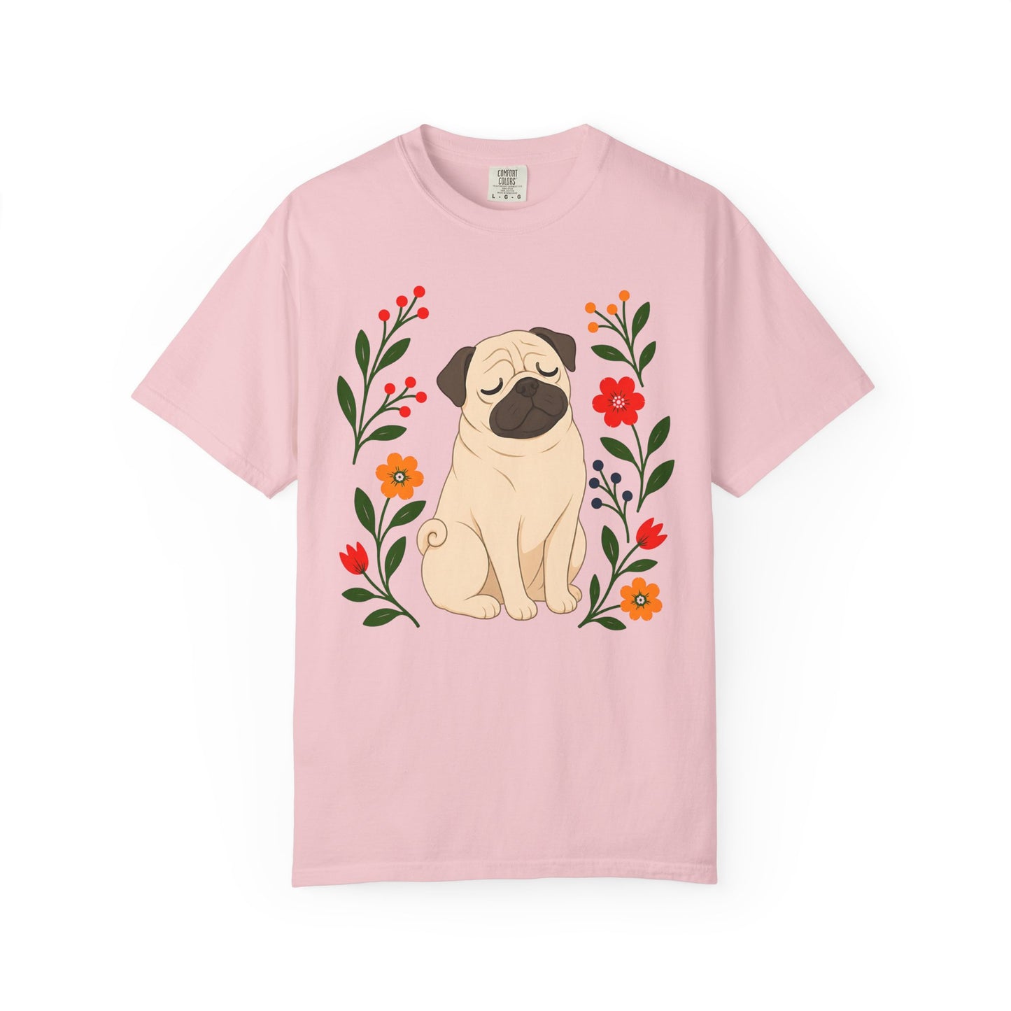 Wildflower Daydreaming Pug T-Shirt