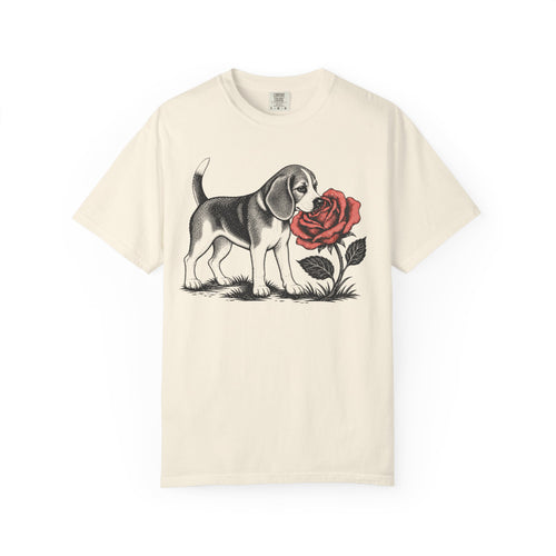 A Nose for Roses Beagle T-Shirt in Ivory from When Dogs Fly