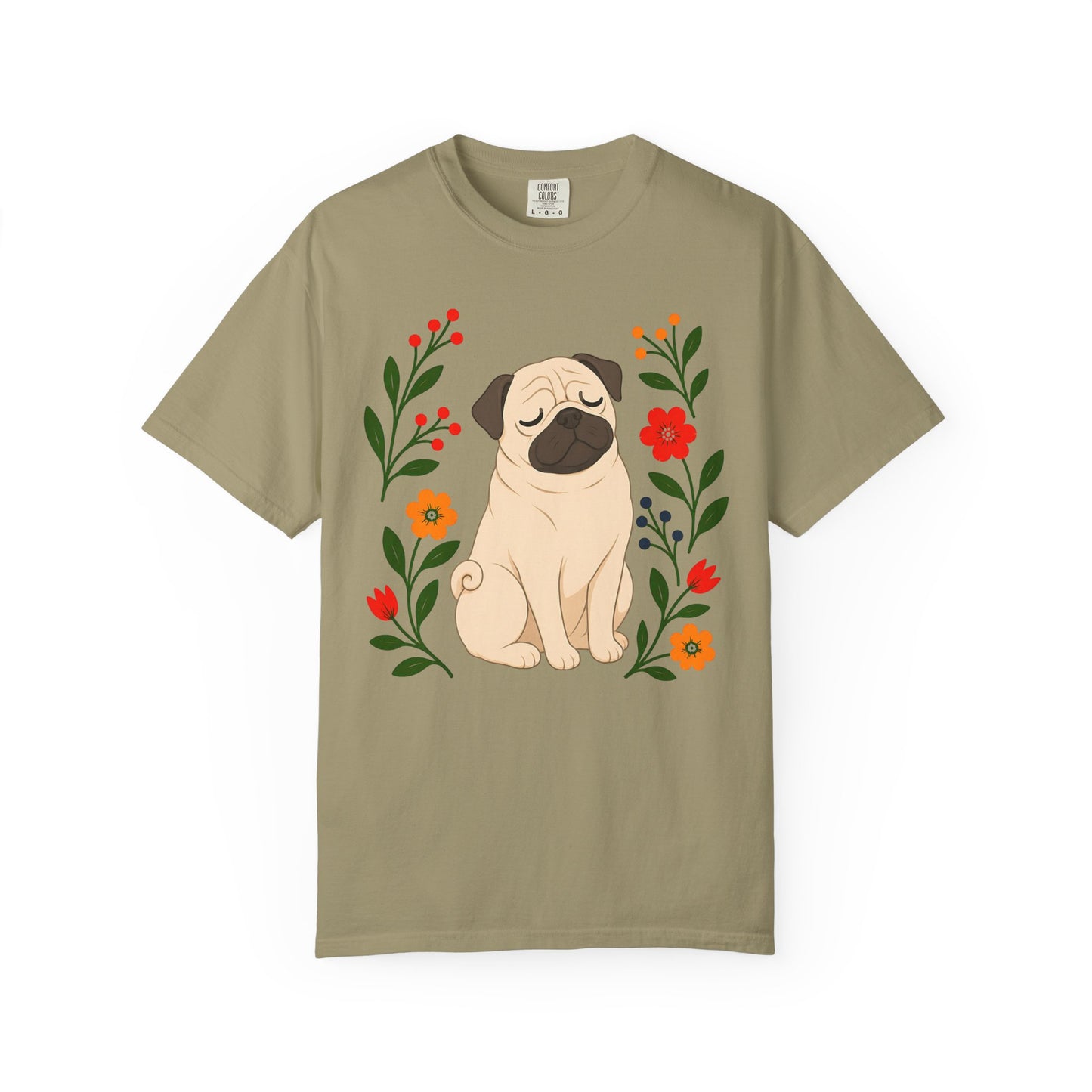 Wildflower Daydreaming Pug T-Shirt