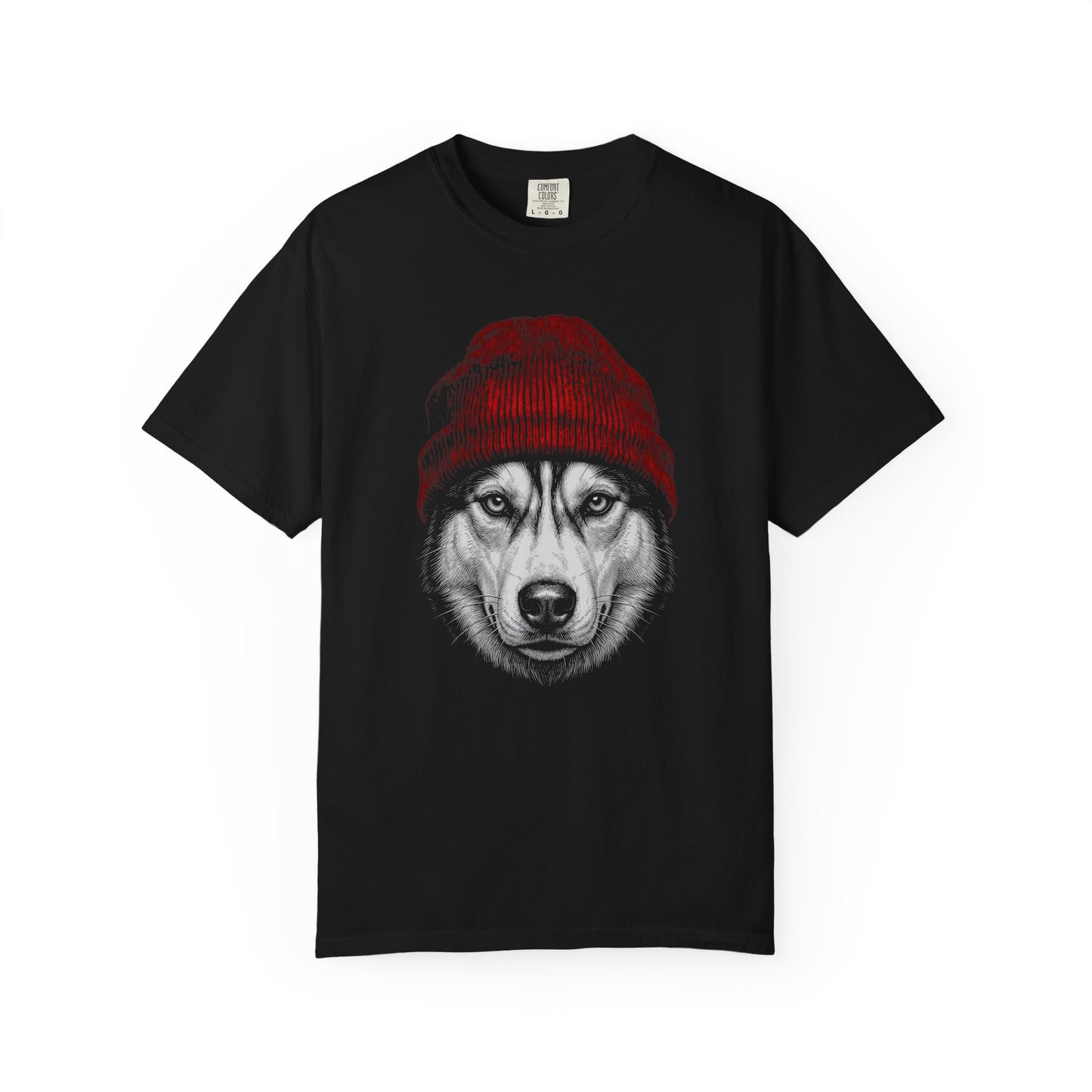 Red Beanie Siberian Husky T-Shirt
