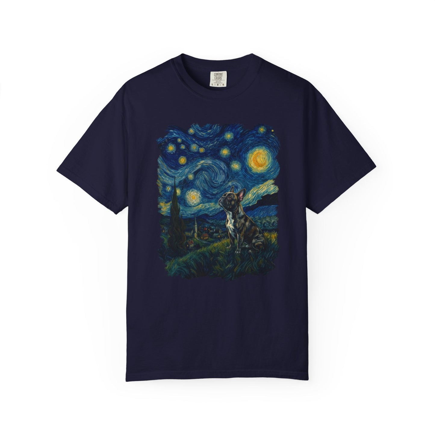 Starry Night French Bulldog T-Shirt in True Navy from When Dogs Fly