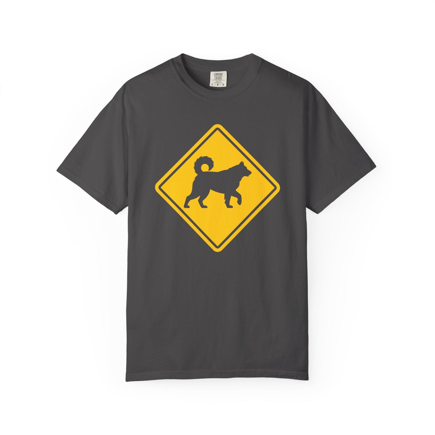 Siberian Husky Dog Crossing T-Shirt in Graphite from When Dogs Fly