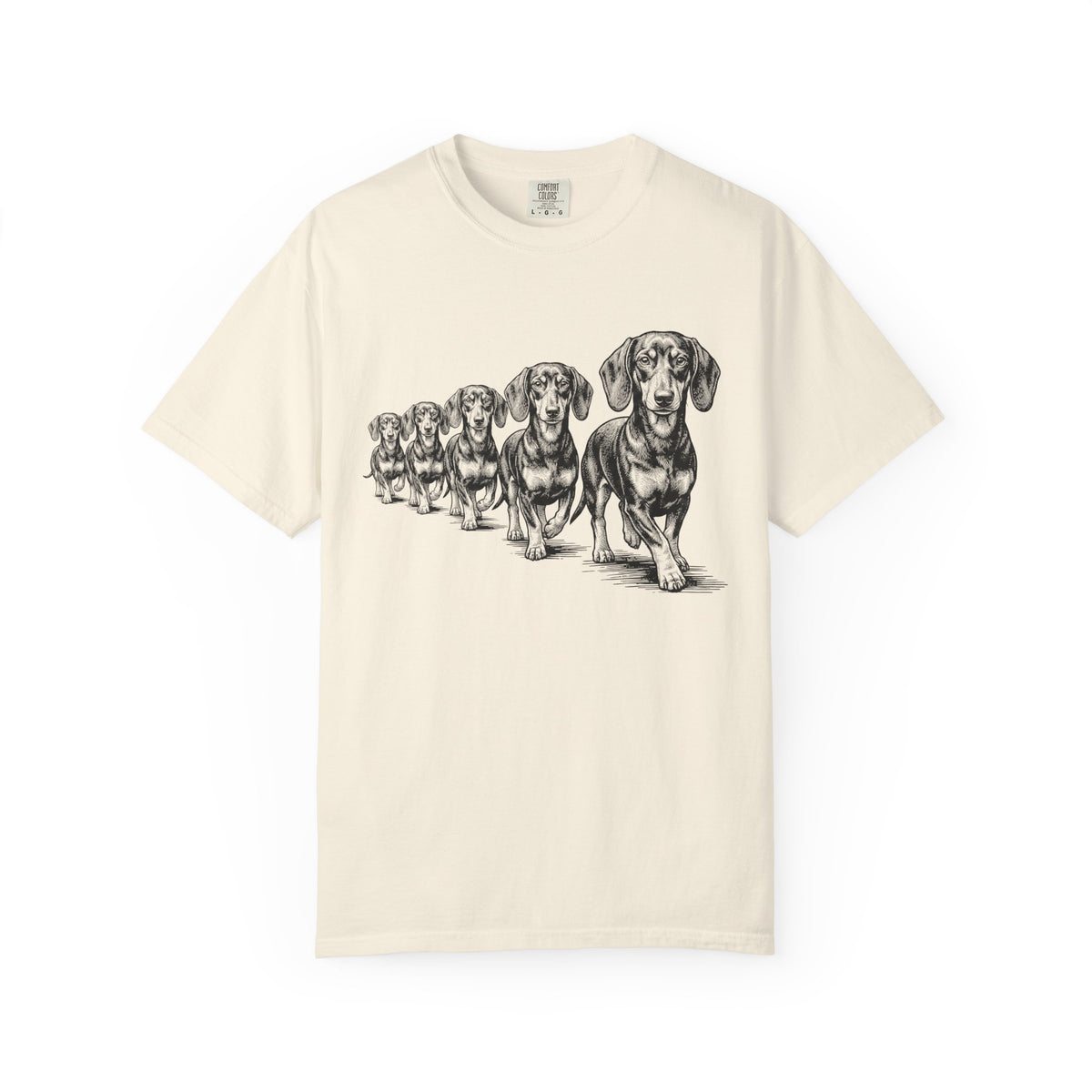 Marching Dachshunds T-Shirt in Ivory from When Dogs Fly
