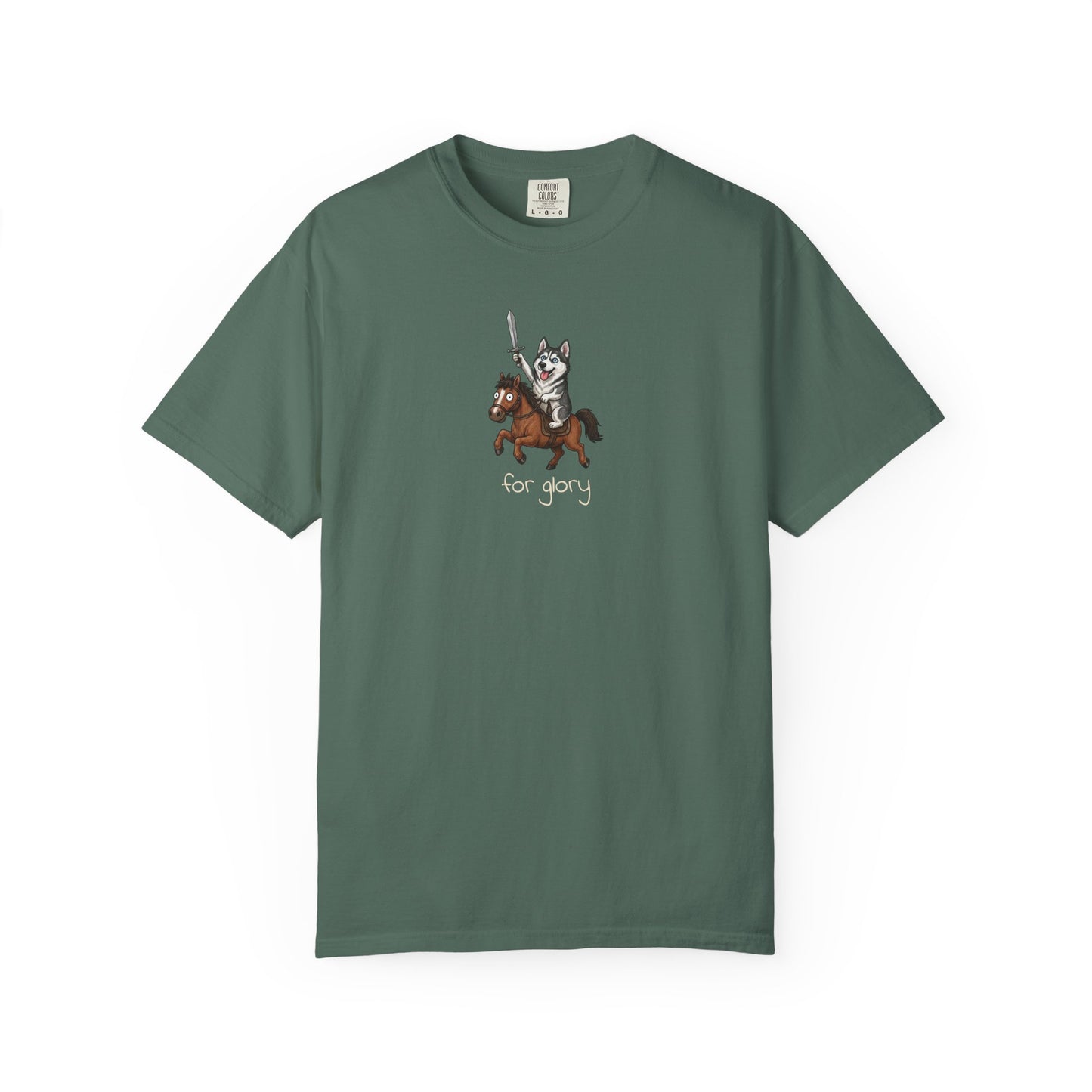 For Glory Siberian Husky T-Shirt in Blue Spruce from When Dogs Fly