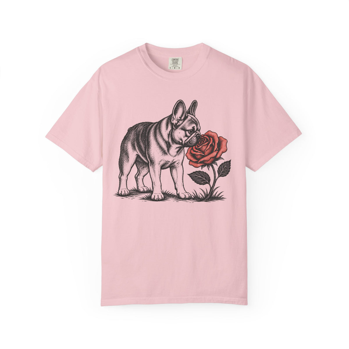 A Nose for Roses Frech Bulldog T-Shirt in Blossom from When Dogs Fly