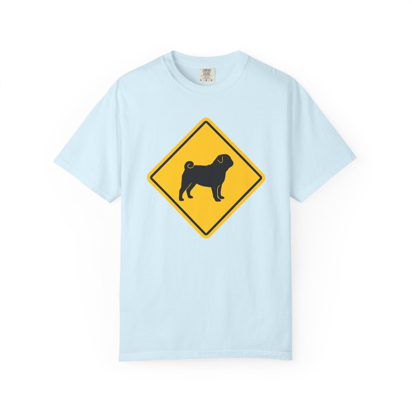 Pug Dog Crossing T-Shirt in Chambray from When Dogs Fly