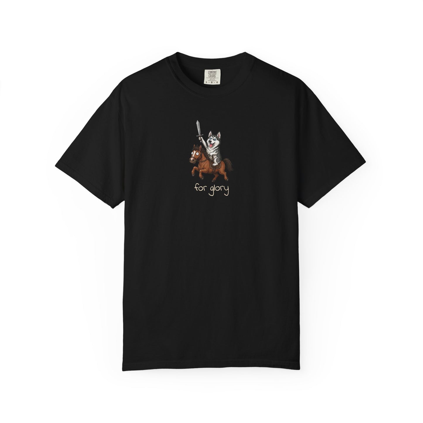 For Glory Siberian Husky T-Shirt in Black from When Dogs Fly