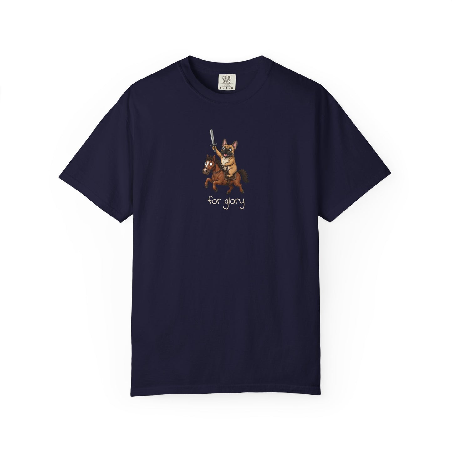 For Glory French Bulldog T-Shirt in True Navy from When Dogs Fly