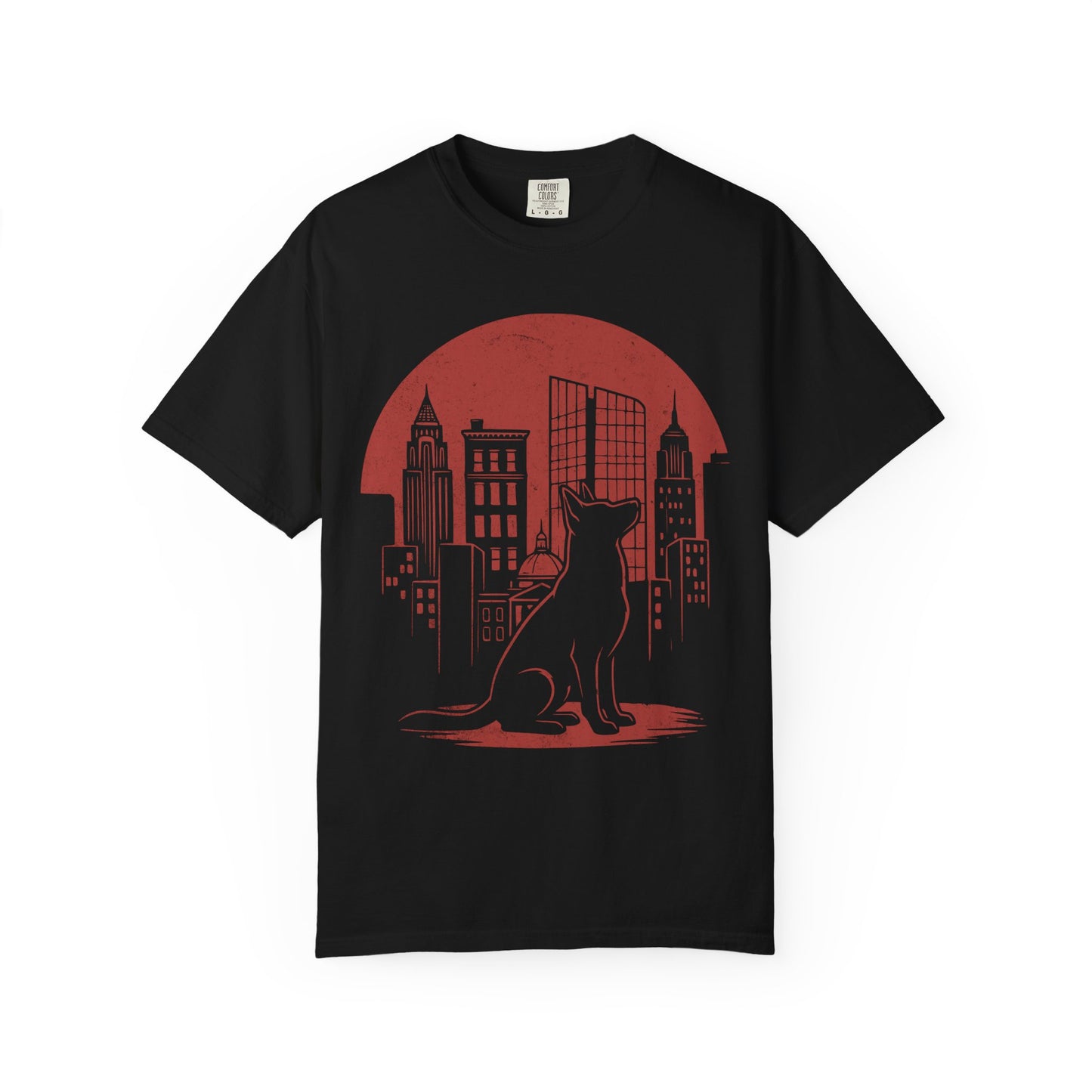 Big City German Shepherd T-Shirt in Black from When Dogs Fly
