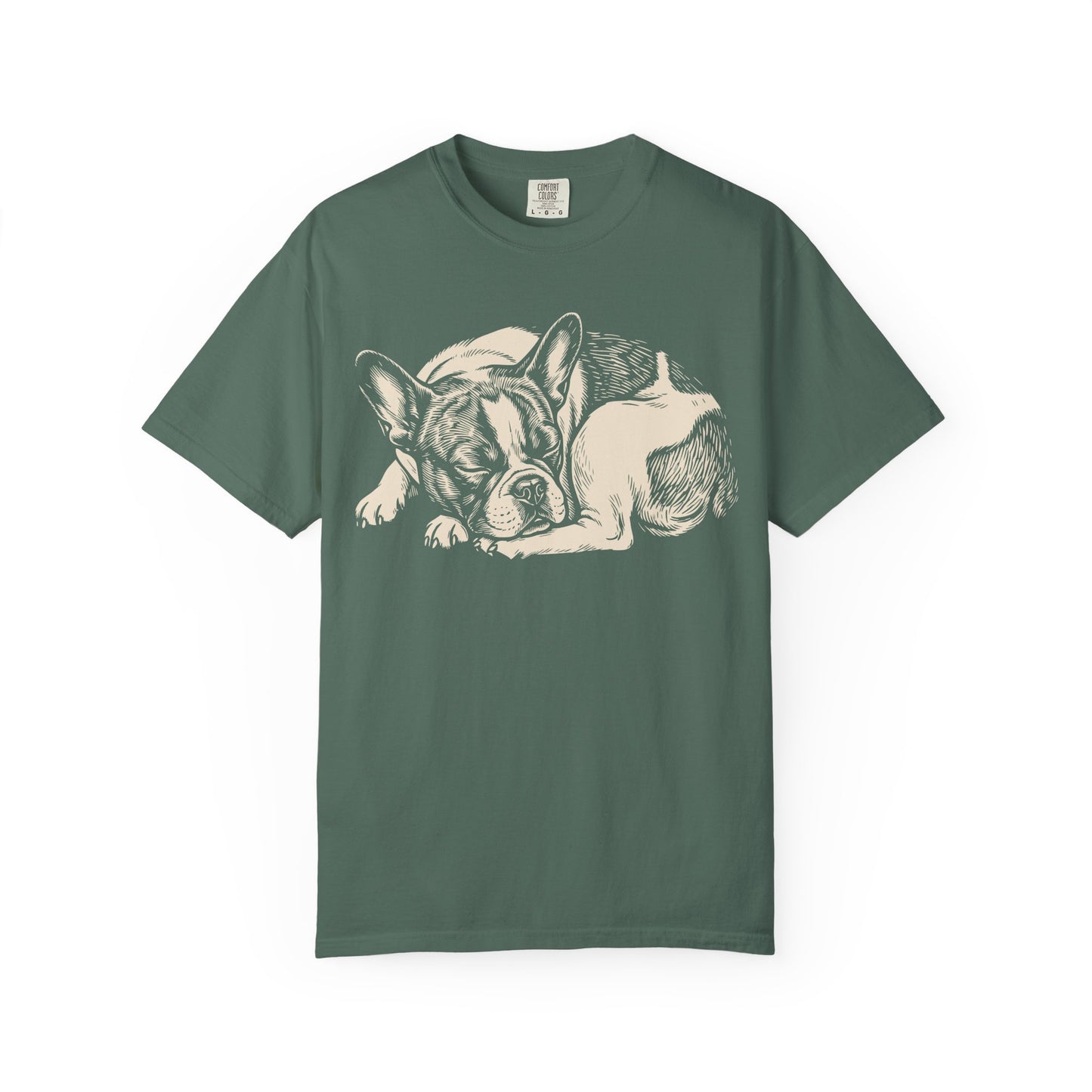 Cozy Nap Time French Bulldog T-Shirt in Blue Spruce from When Dogs Fly